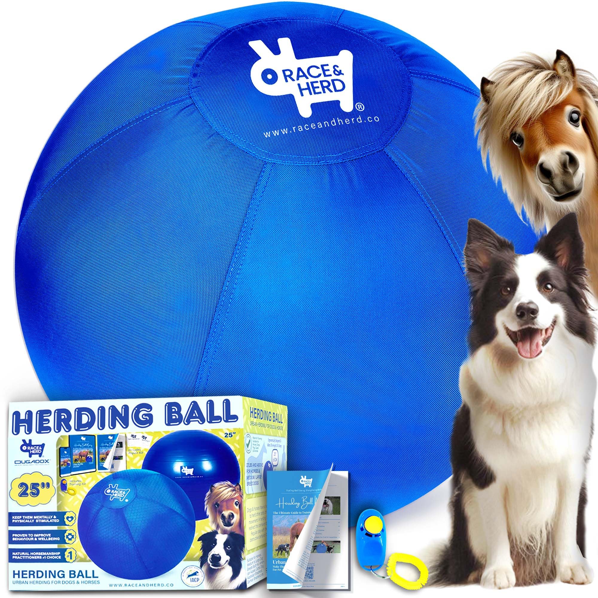 Race&Herd 25 '' Herding Ball For Dogs, Dog Herding Ball For Australian Shepherd, Cattle Dogs, Border Collie, Blue Heelers Herdin