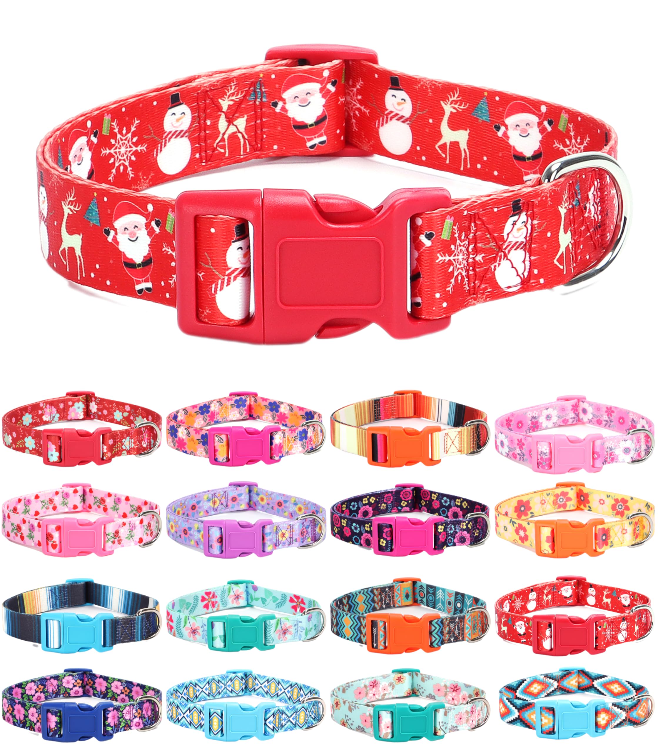 Moonpet Xmas Christmas Day Dog Collars For Large Dogs-Cute Soft Adjustable Boys Girls Dog Pet Dog Collars-L