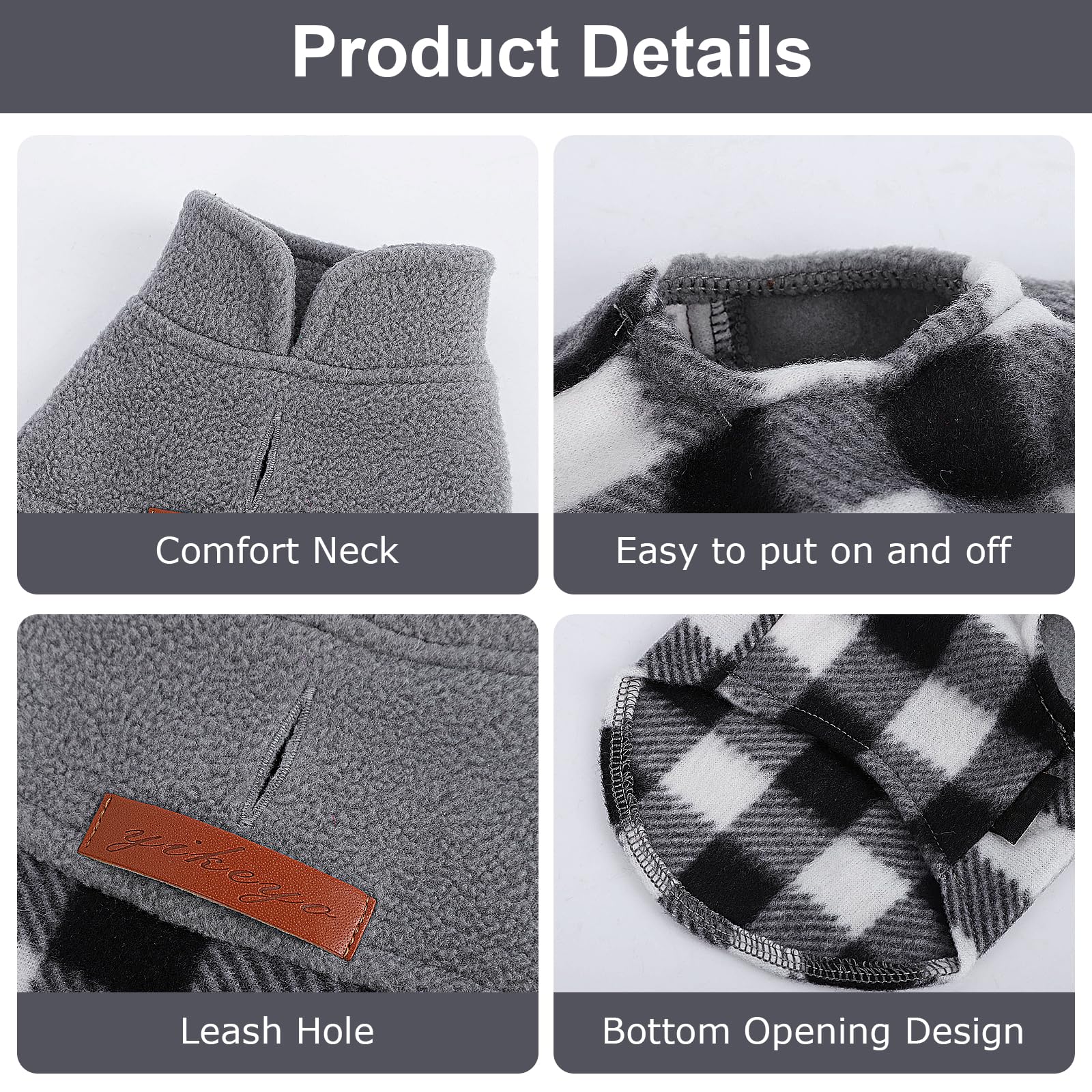 Samll Dog Sweater Fleece Plaid Dog Vest Warm Pullover Pet Sweater Soft Stretchy Fleece Vest Chihuahua Clothes Yorkie Clothes Tur