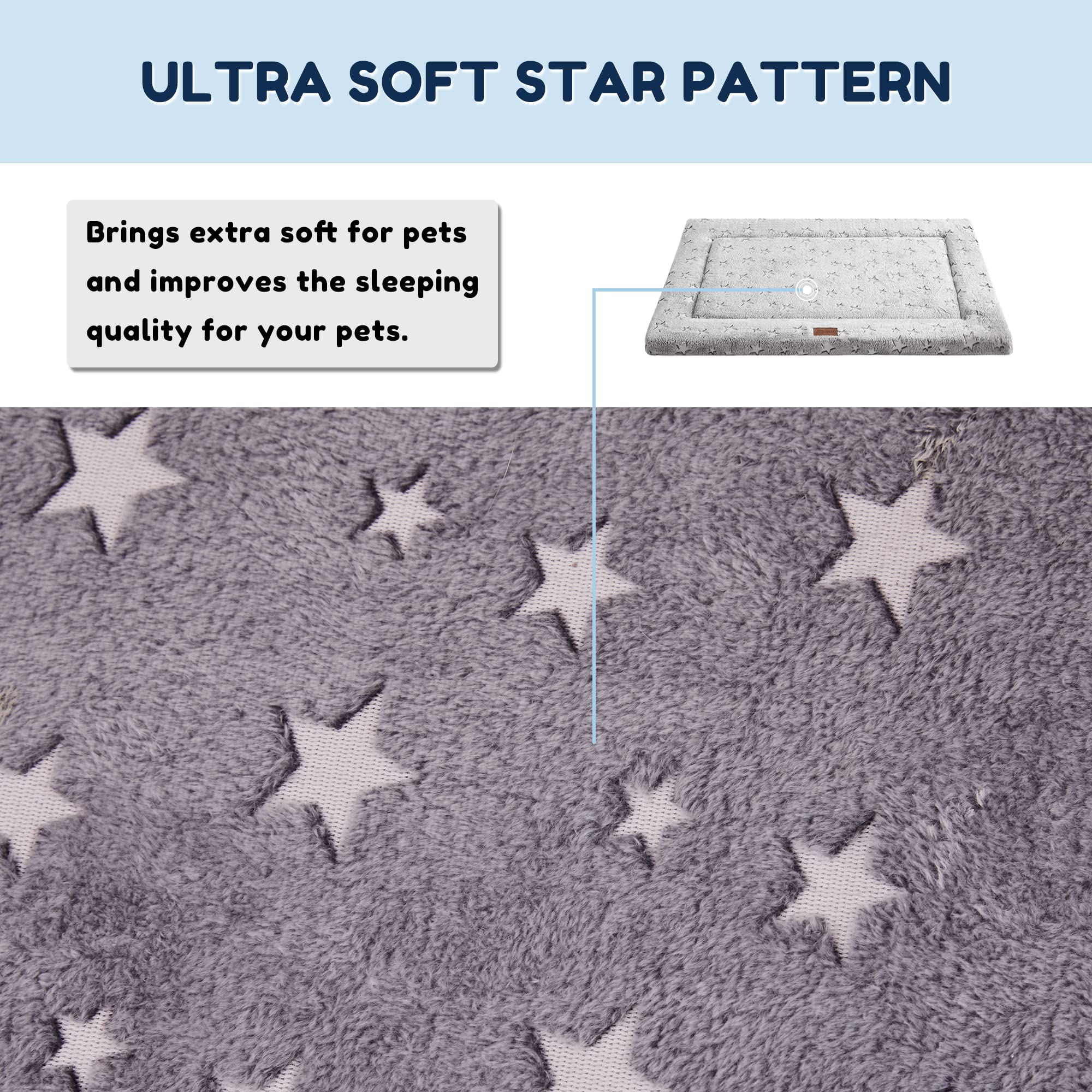 WESTERN HOME Dog Bed for Crate, High Resilience Foam Dog Crate Mat Kennel Pad with Soft Wavy Plush Comfortable Anti-Slip Washabl