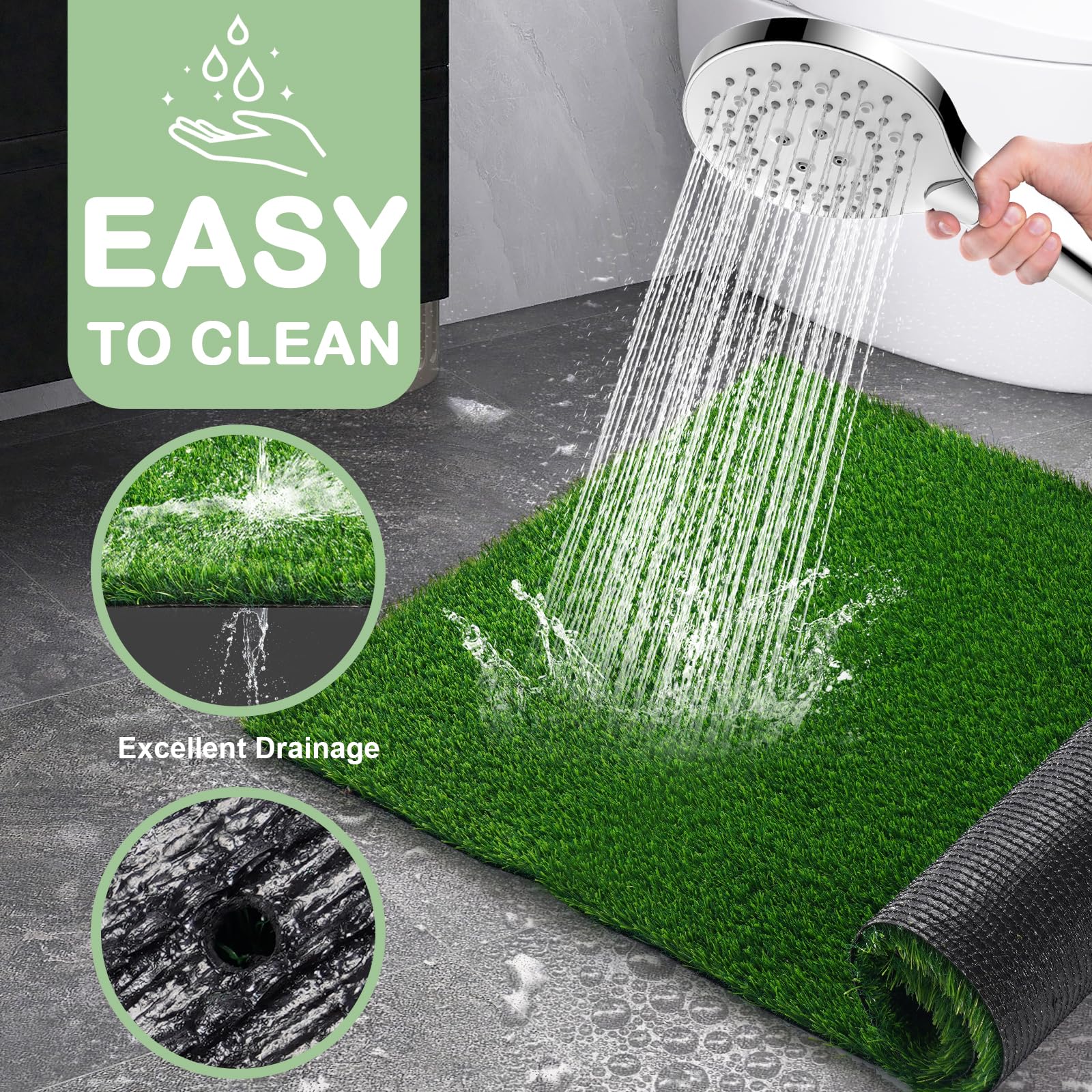 Justyezi 39'' X 31'' Dog Grass Pee Pads, Grass Pad For Dog Potty, Versatile Indoor & Outdoor Artificial Turf Pet Grass Mat - Ide