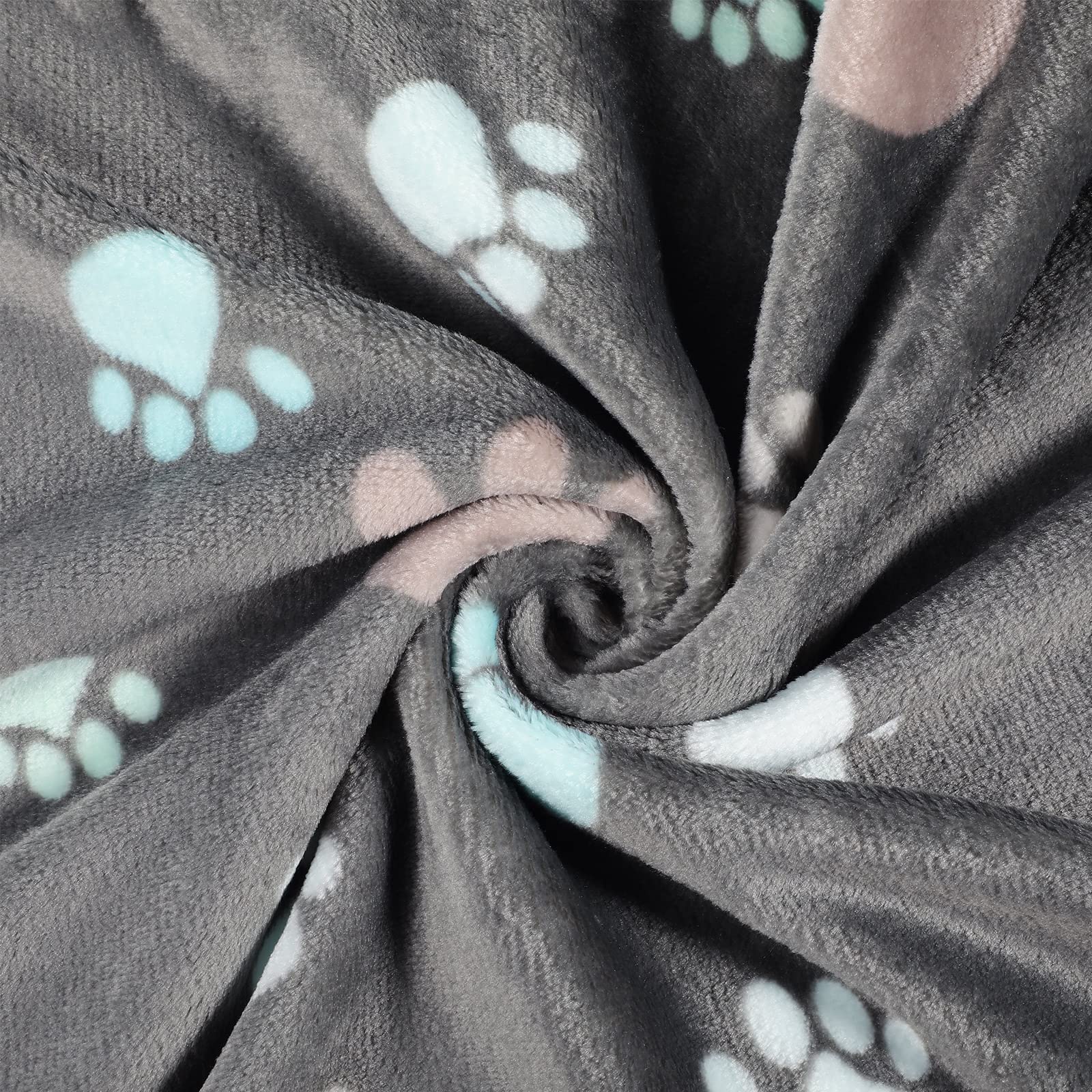 Tegeme 12 Pieces Pet Blanket Soft Fleece Dog Fluffy Doggie Warm Felt Throw Spring Cute Paw Print Puppy Kitten Sleep Mat Bed Cove
