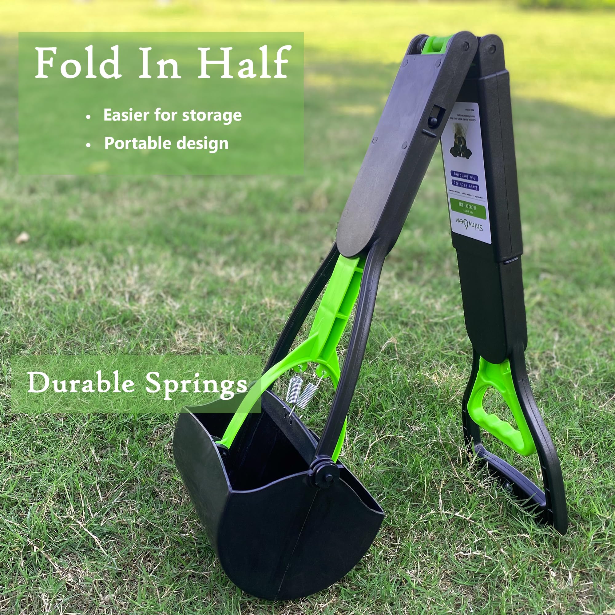 Shinydew 32'' Pooper Scooper For Large Medium Small Dogs With Bag Attachment, Extra Long Handle Heavy Duty With 30 Dog Poop Bags