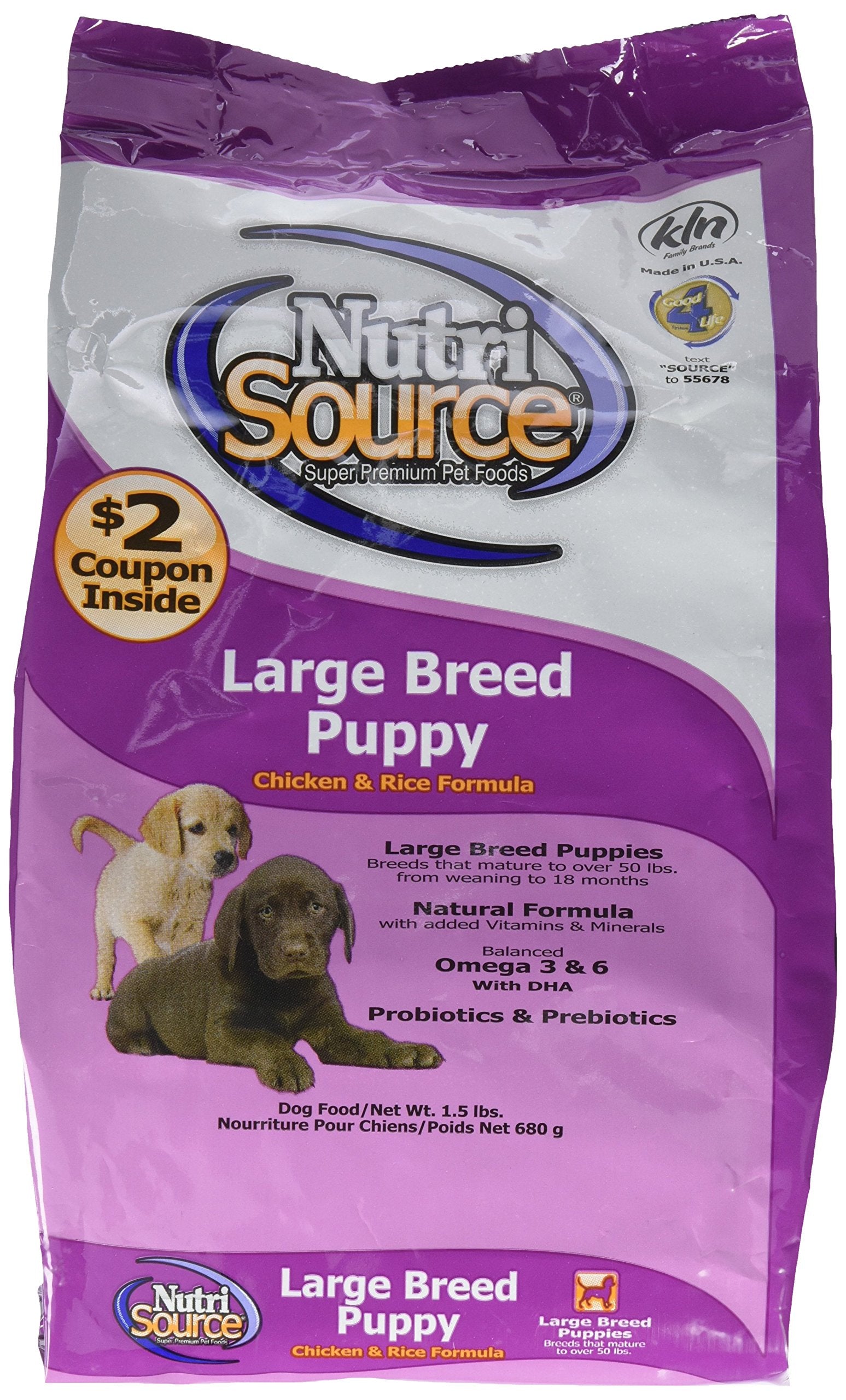 Large Breed Puppy Chicken & Rice Dry Dog Food Size: 1.5-Lb Bag