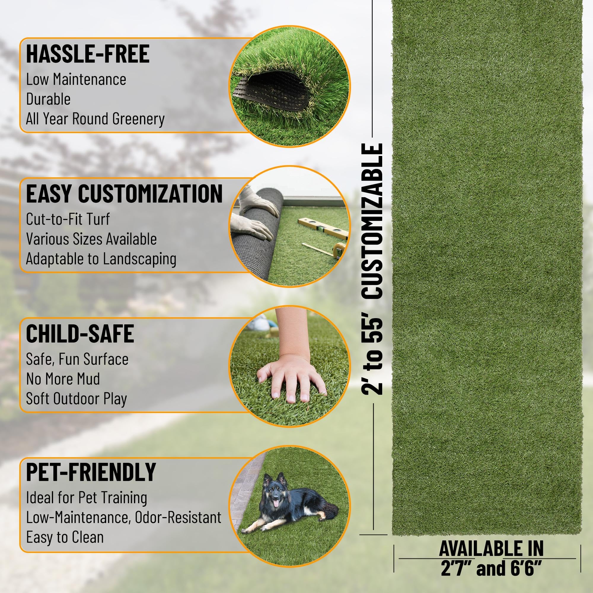 Ottomanson Artificial Grass Puppy Potty Training Pad, 2 x 27 Reusable Pee Pad for Small Pets and Dogs