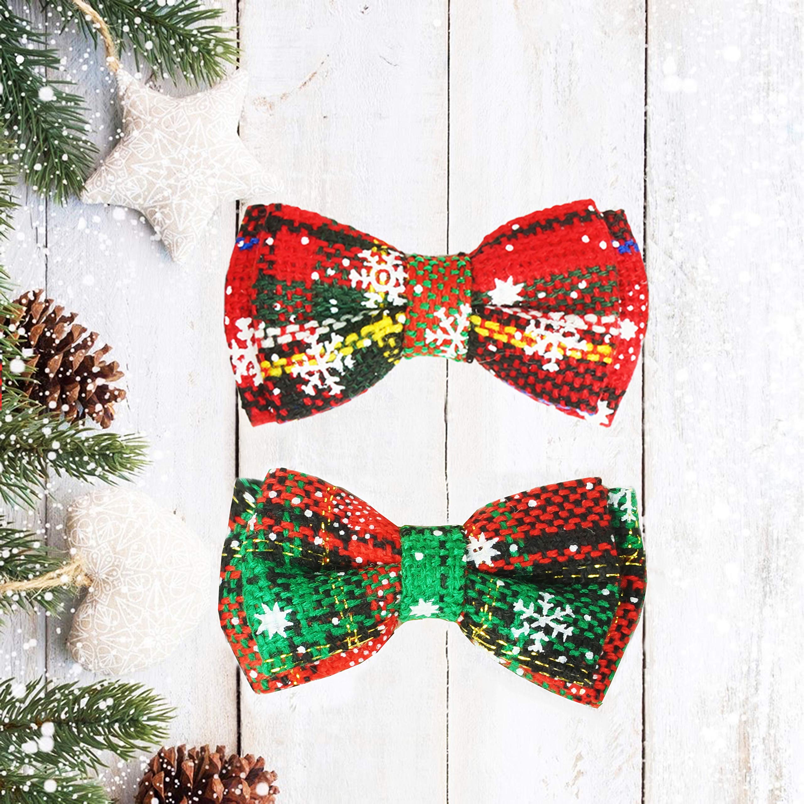 Christmas?At?Ollar?Ith?Ow Tie And Bell, Holiday Buffalo Plaid Breakaway Kitty Kitten Collar For Girl Boys Male Female Cats
