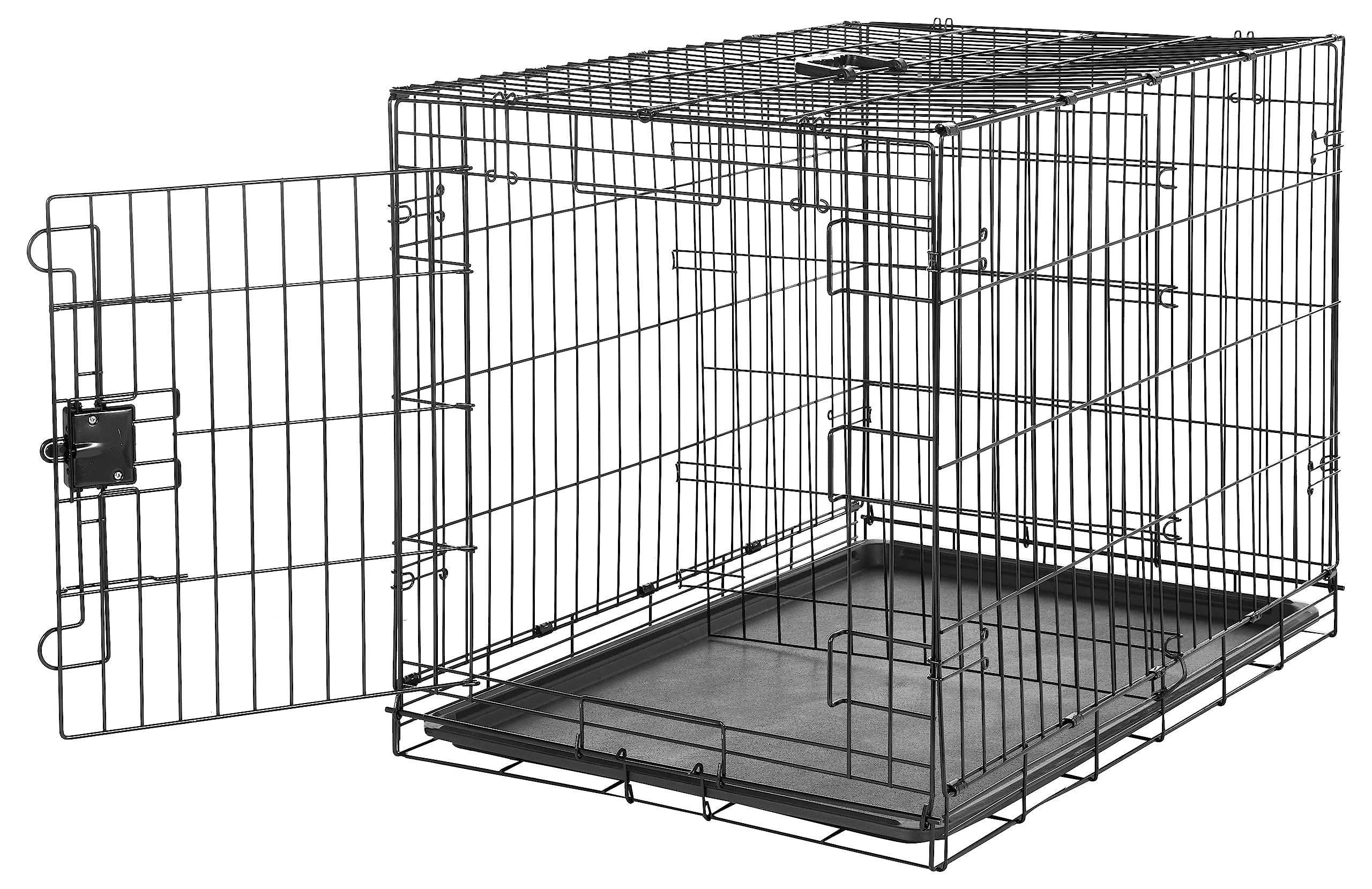 Amazon Basics Durable, Foldable, Collapsible, Portable Metal Wire Dog Crate With Tray, Single Door With Divider Panel, Easy To A
