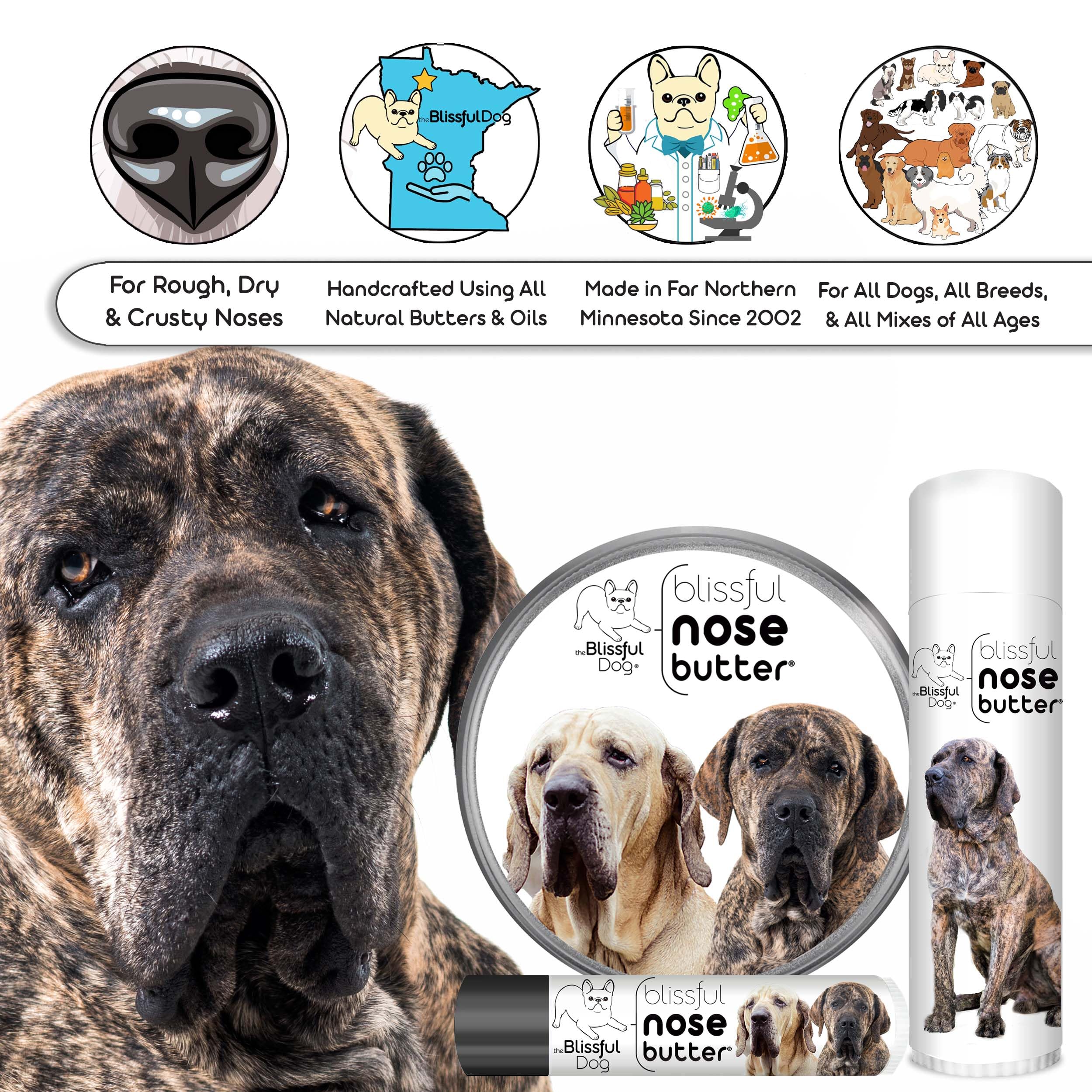 The Blissful Dog Fila Brasilerio Unscented Nose Butter - Dog Nose Butter, 4 Ounce