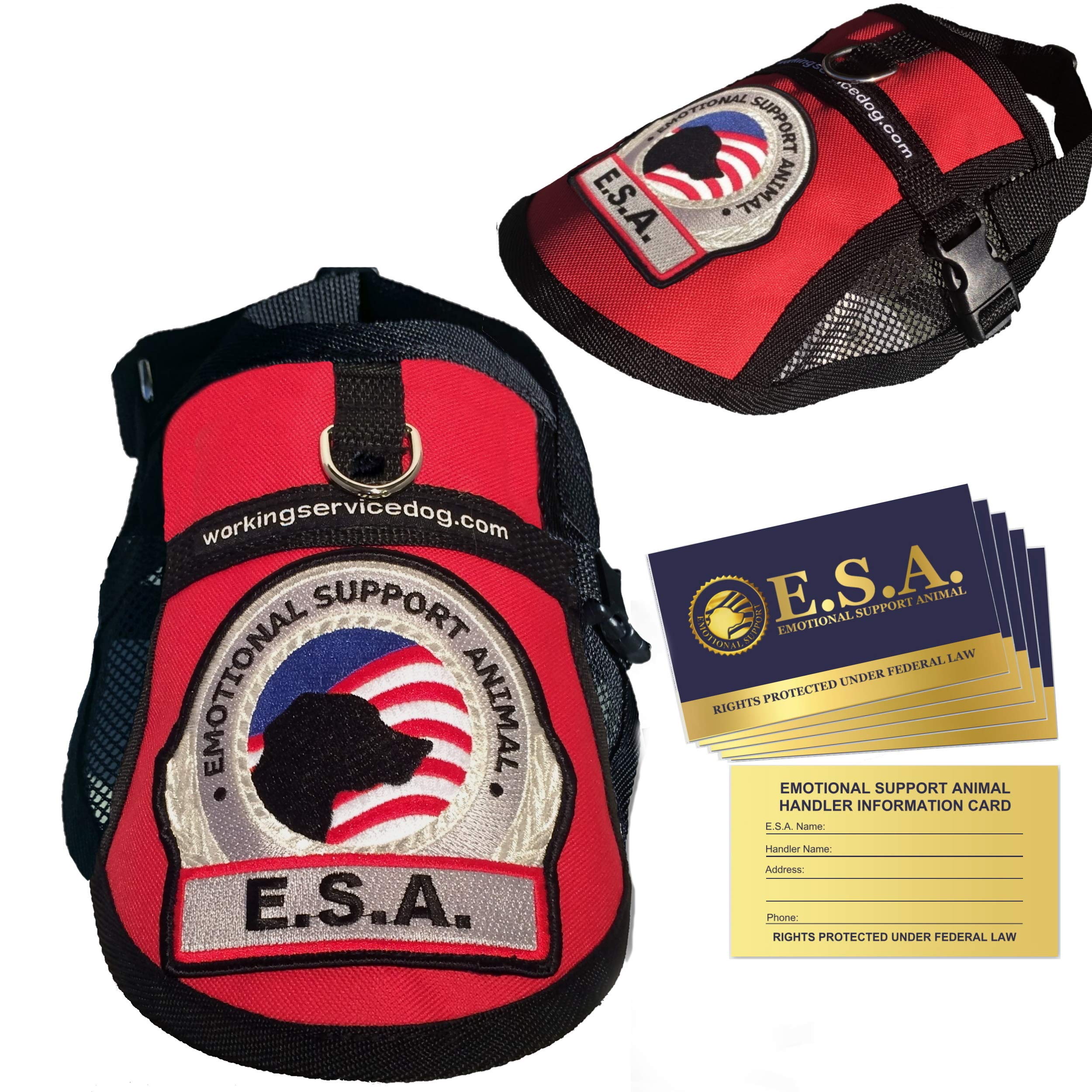 Premium Emotional Support Dog Vest | Esa Dog Vest | Mesh Cooling Panel | Emotional Support Dog Harness | Includes 5 Federal Law Esa Handout Cards (9' - 13' Girth, Red)