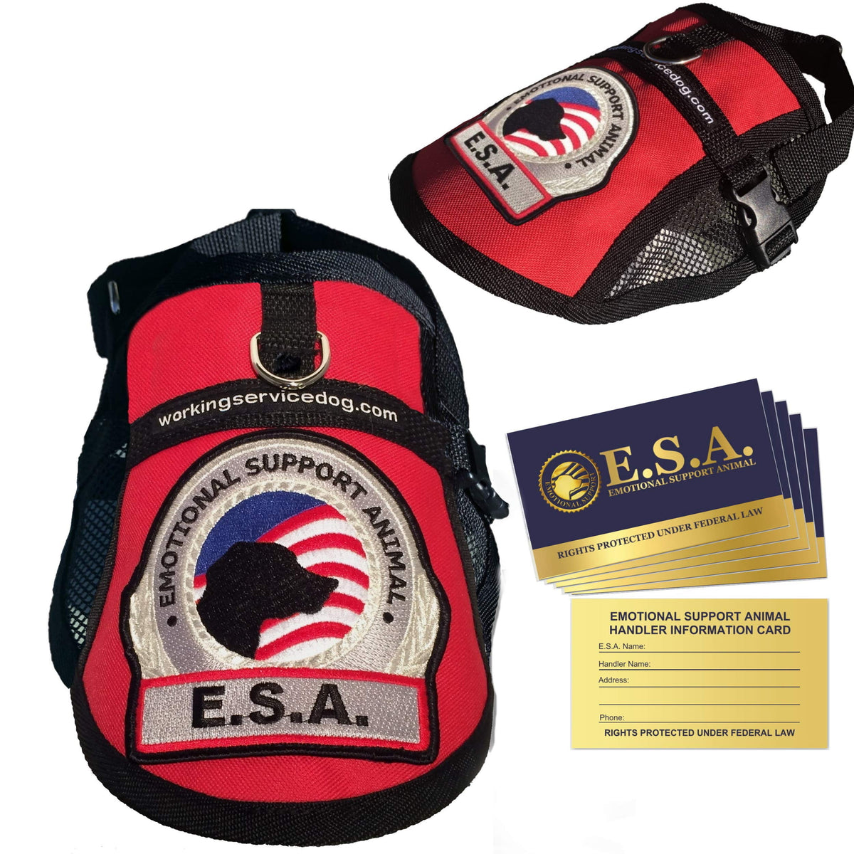 Premium Emotional Support Dog Vest | Esa Dog Vest | Mesh Cooling Panel | Emotional Support Dog Harness | Includes 5 Federal Law Esa Handout Cards (14' - 17' Girth, Red)