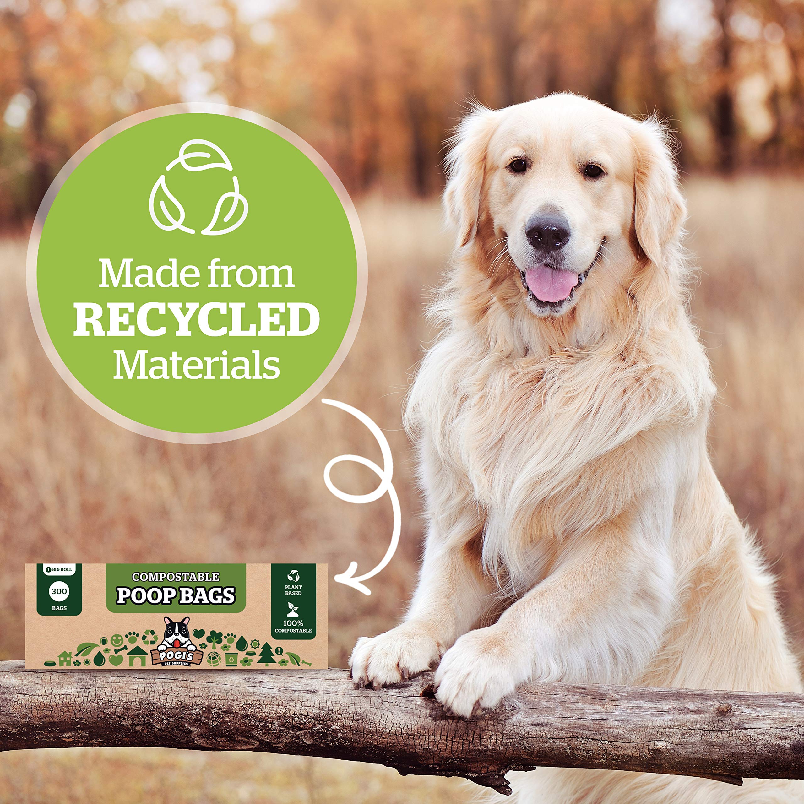 Pogi? Compostable Dog Poop Bags - 300 Plant-Based Grab & Go Dog Waste Bags - Leak-Proof, Extra-Large, Astm D6400, En 13432 Certified Poop Bags For Dogs
