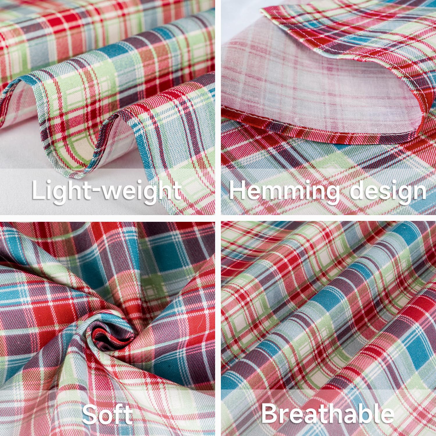 Tunkoo Dog Bandana Pretty Red Green Plaid Cotton Dog Scarf - Durable And Stylish Adjustable For Girl Small And Large Square Pupp