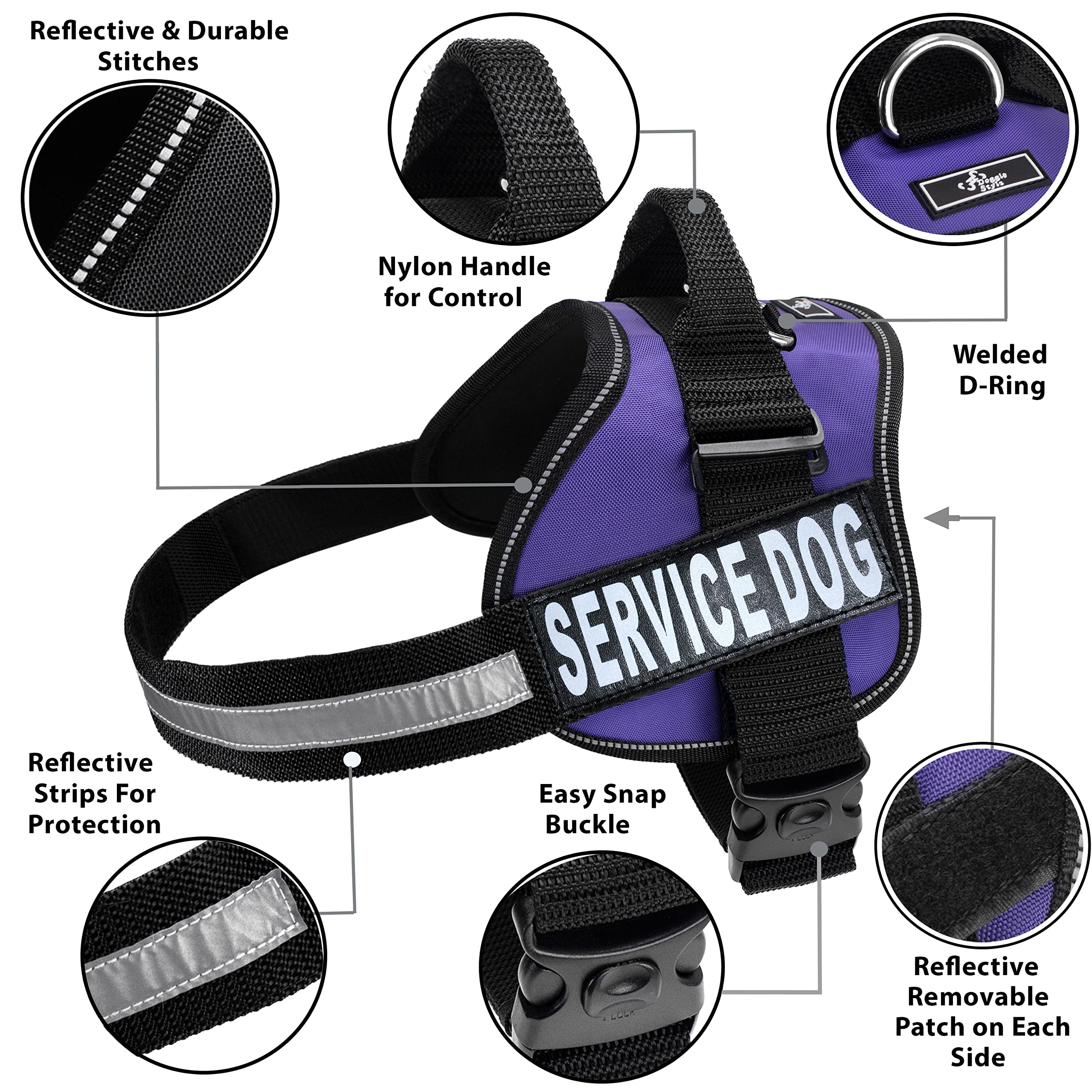 Service Dog Harness With Removable Saddle Bag Backpack Carrier Traveling Carrying Bag. 2 Removable Patches. Please Measure Dog B