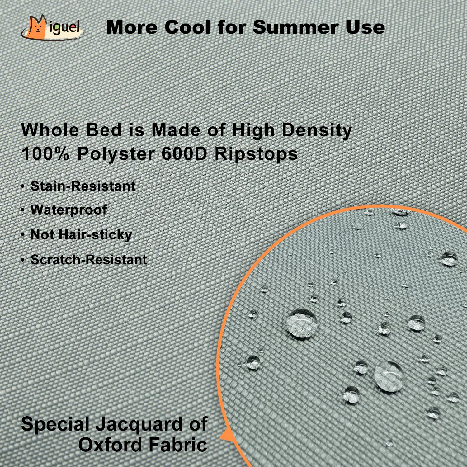 Miguel Outdoor Waterproof Dog Bed For Metal Dog Crates Water-Resistant Ripstop Oxford All Weather Pet Mat Durable Easy Wipe Clean Travel Indoor Outdoor Puppy Cat Bed(36Inch Dog Crate,Gray)