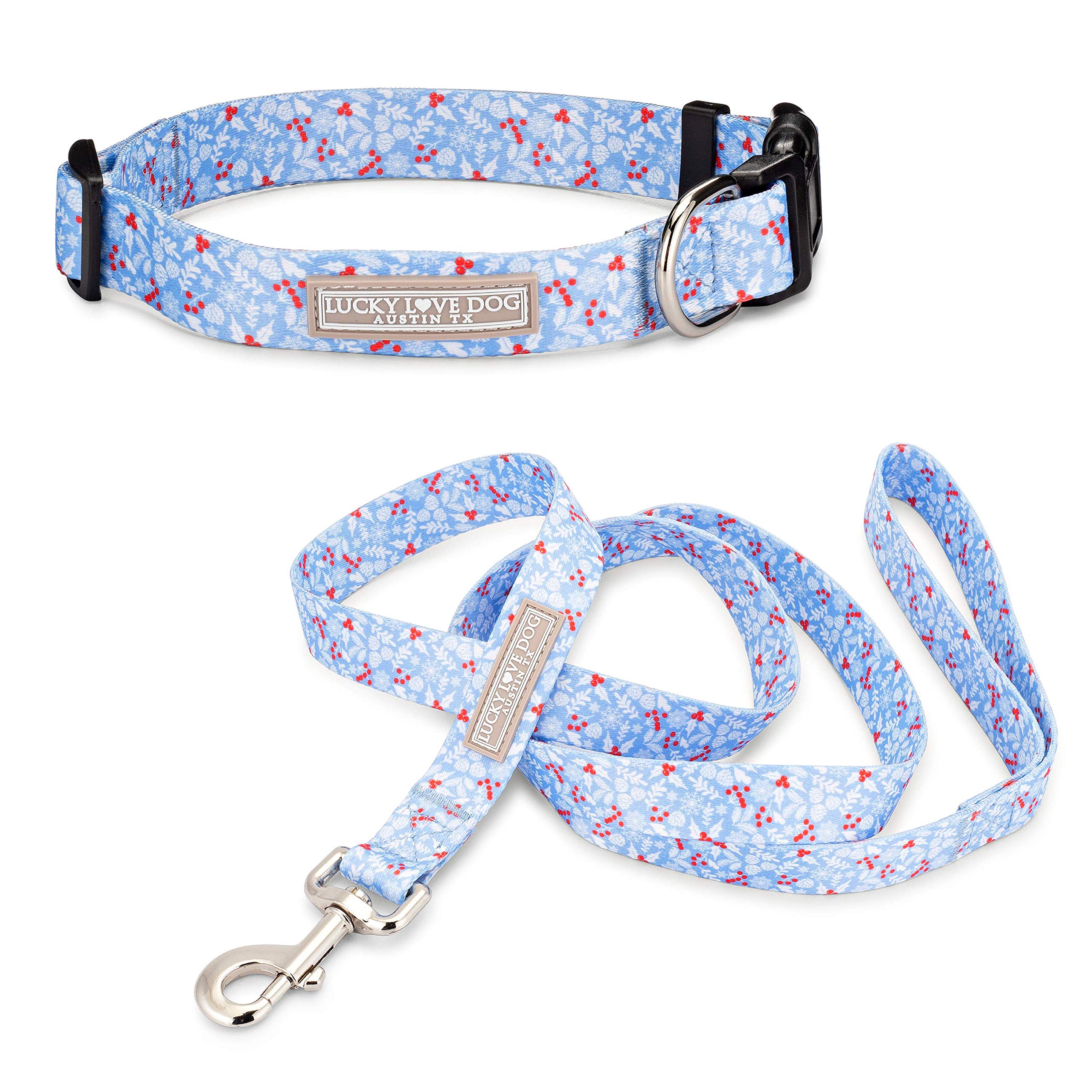 Lucky Love Dog Dog Collar, Leash Set Small, Medium, Large, Premium, Cute And Adjustable Collars For Male And Female Dogs, Winterblue Combo, Extra Small