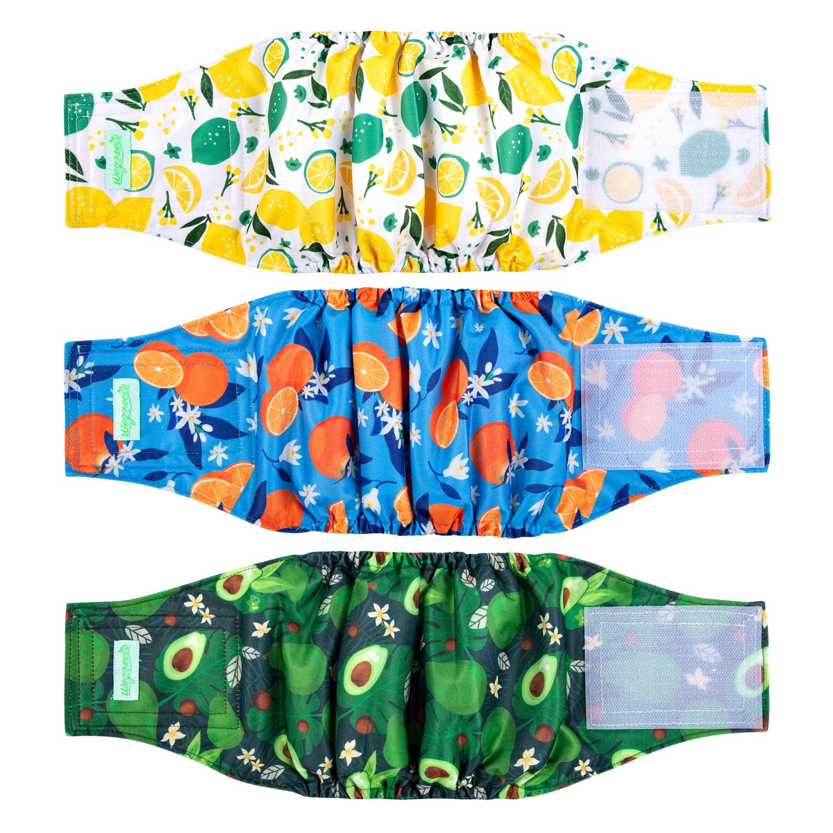 Wegreeco Washable Male Dog Belly Band (Stylish Pattern)- Pack Of 3 - Washable Male Dog Belly Wrap, Dog Diapers Male (Fruit, X-Small)