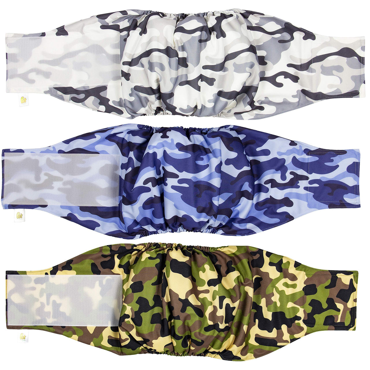 Premium Male Dog Belly Band Washable (3-Pack) (Camo, Large (20'-31' Waist))