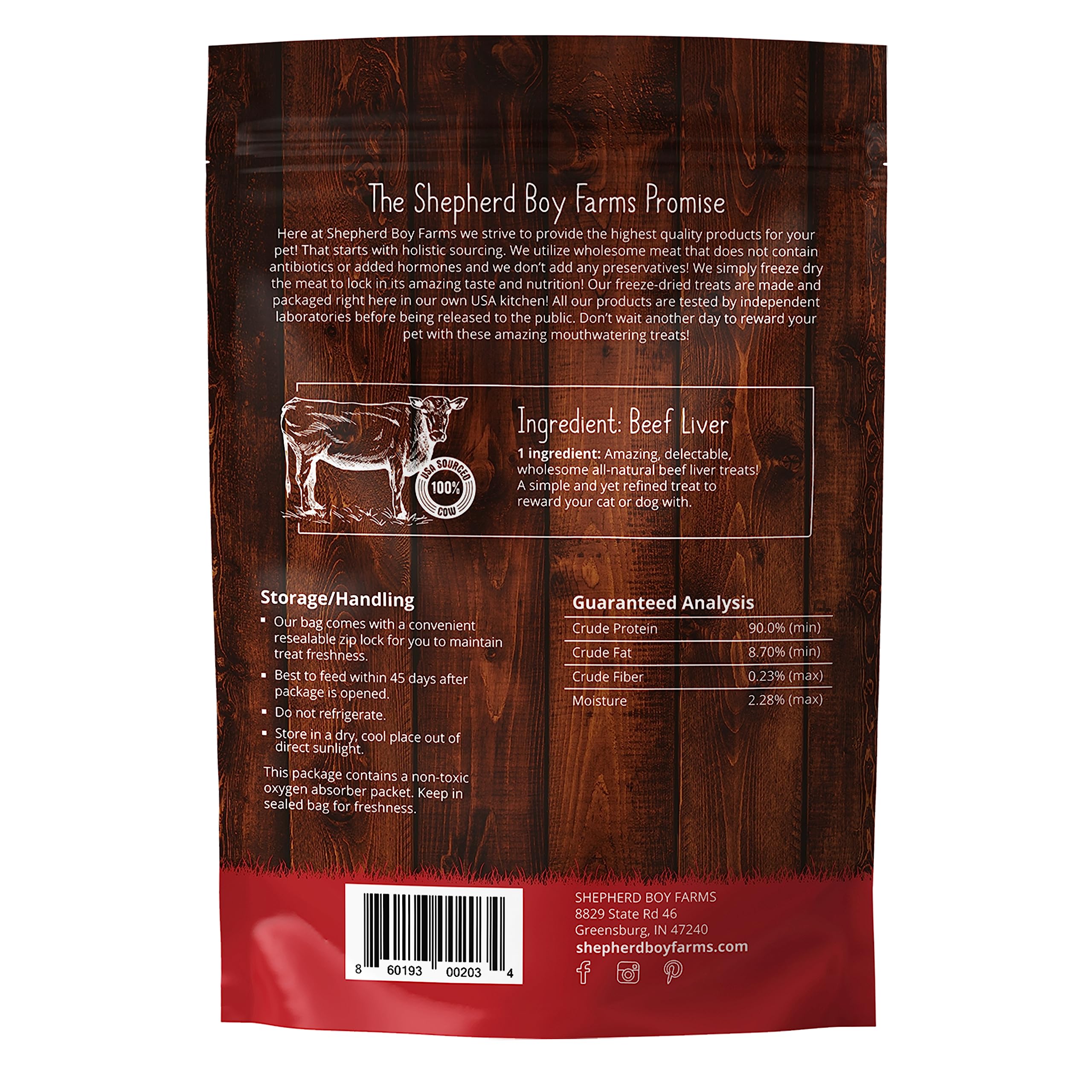 Shepherd Boy Farms Freeze Dried Dog and Cat Treats, Beef Liver, All Natural Single Ingredient Freeze-Dried Dog Treat & Snacks, M
