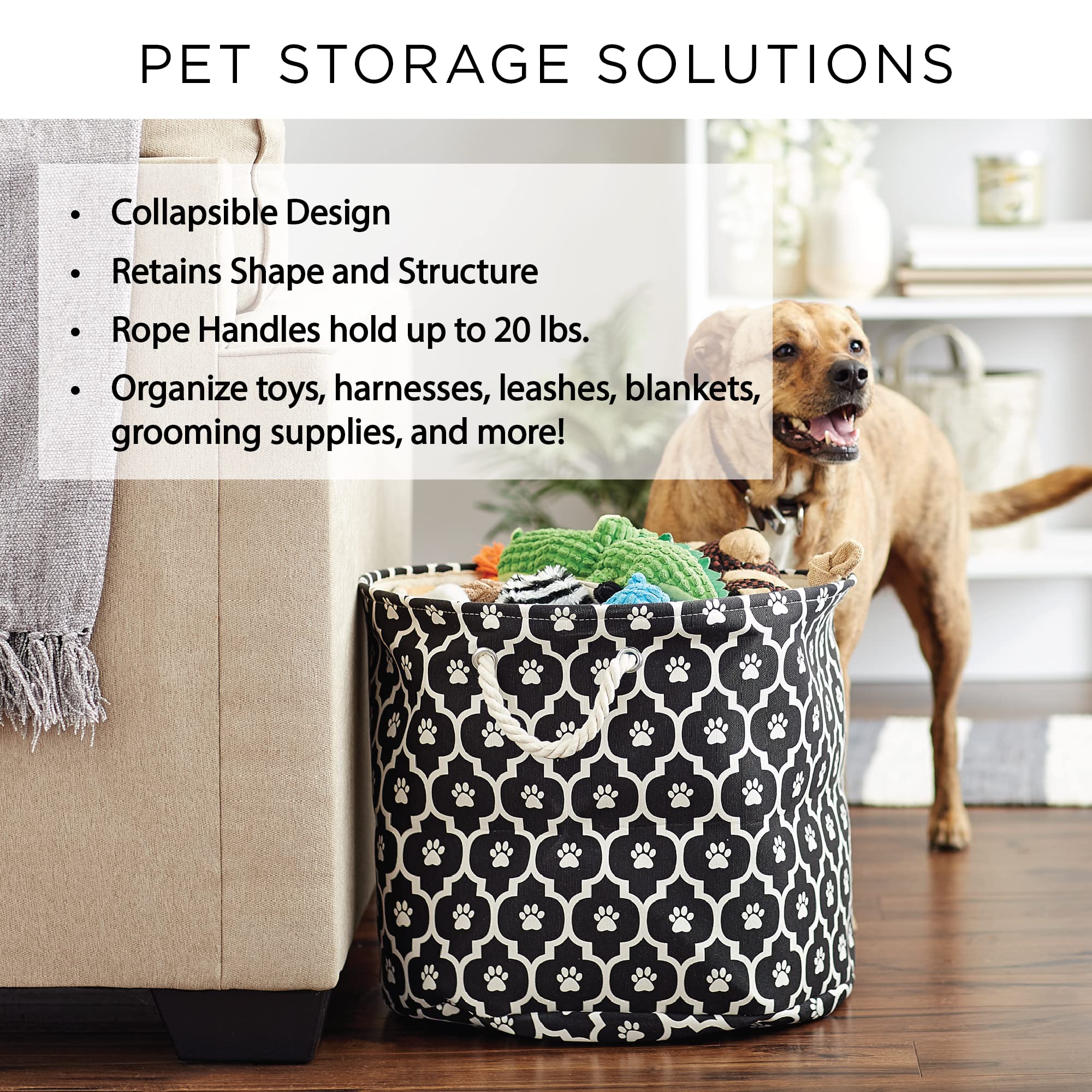 POLYESTER PET BIN CATS MEOW GRAY ROUND MEDIUM 12x15x15
