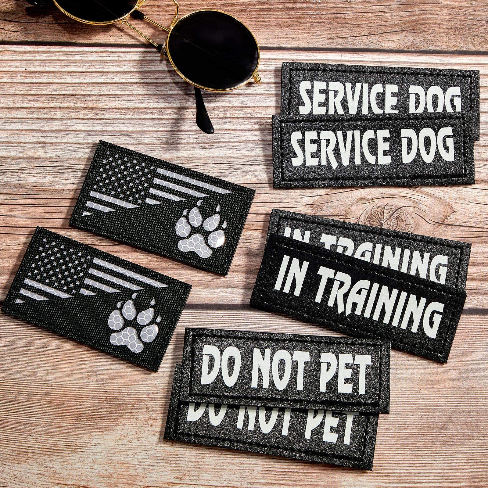 8 Pieces Service Dog Vest Patches Reflective Dog Patches In Training Dog Patches Do Not Pet And Dog Paw Patches Flag Removable T