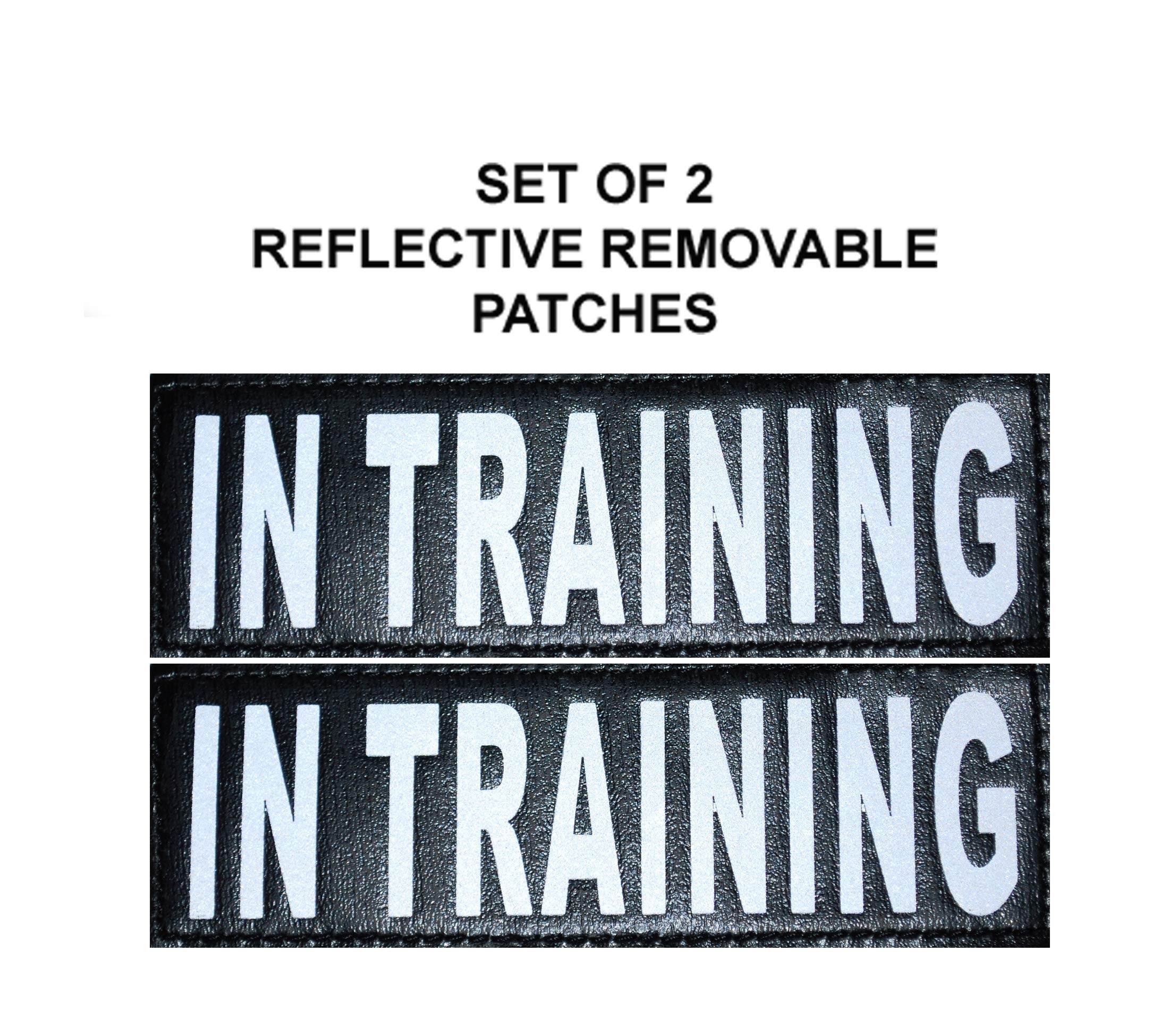 Doggie Stylz Set Of 2 Reflective In Training Removable Patches With Hook Backing For Working Dog Harnesses & Vests. Durable And Interchangeable - Comes In 3 Sizes Small, Medium And Large