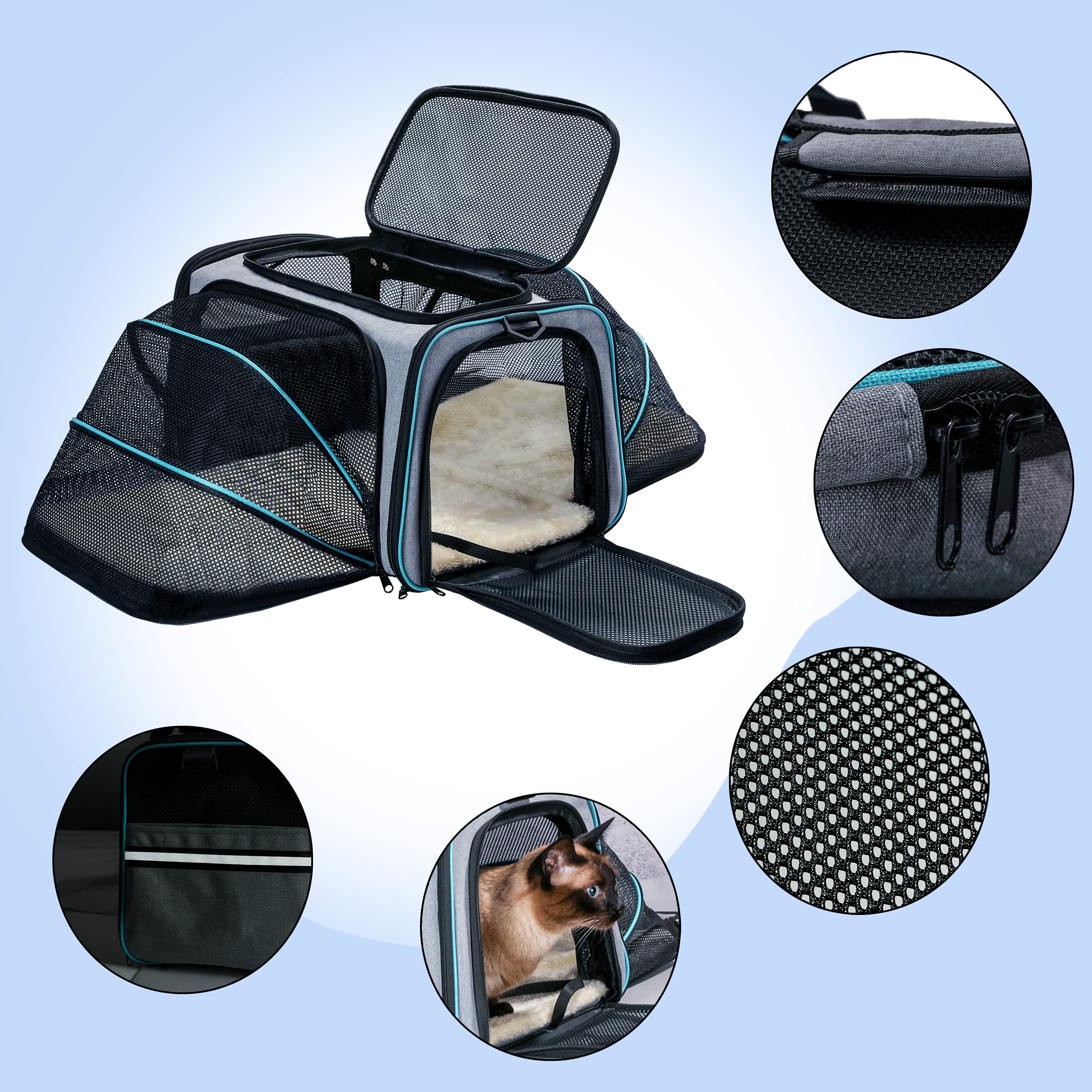 Cat Dog Carrier - Airline Approved Expandable Soft-Sided Pet Carrier With Removable Fleece Pad And Pockets, For Cats/Puppy And S