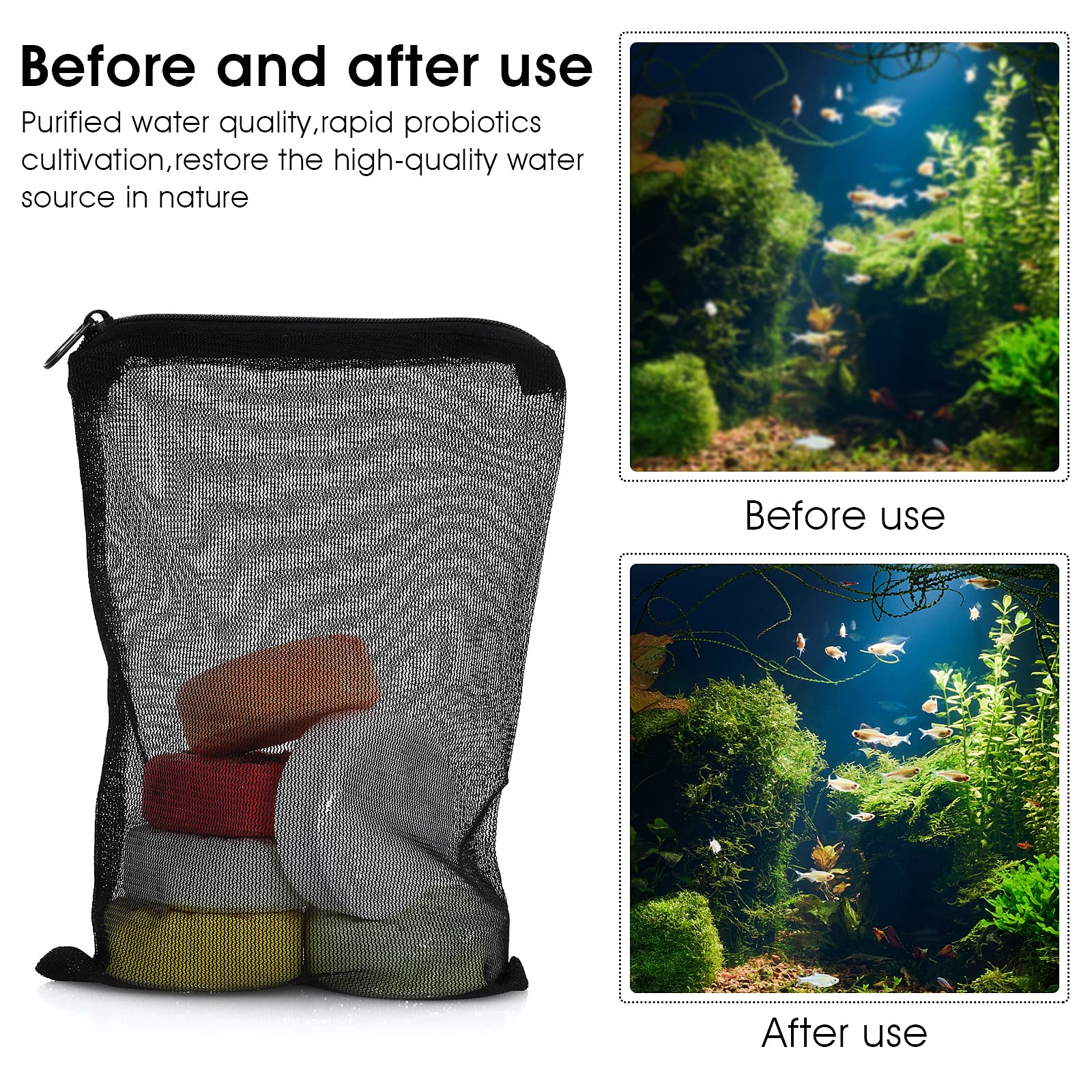 Cobee Aquarium Filter Bags, 10Pcs Aquarium Filter Media Bags With Zipper Fish Tank Media Mesh Filter Bag High Flow Fine Mesh Net