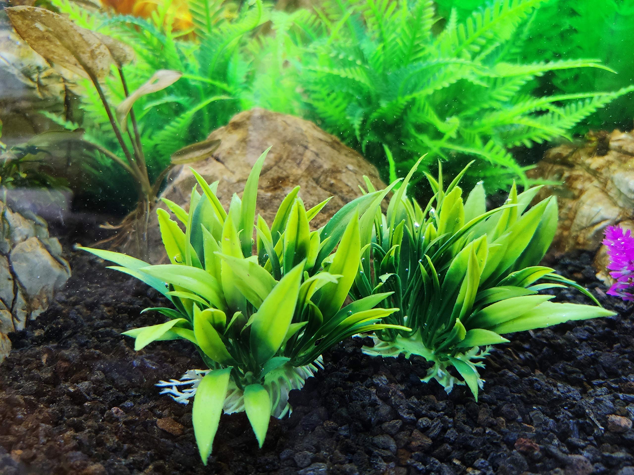 BEGONDIS 5Pcs Aquarium Decorations Fish Tank Artificial Green Water Plants Made of Soft Plastic