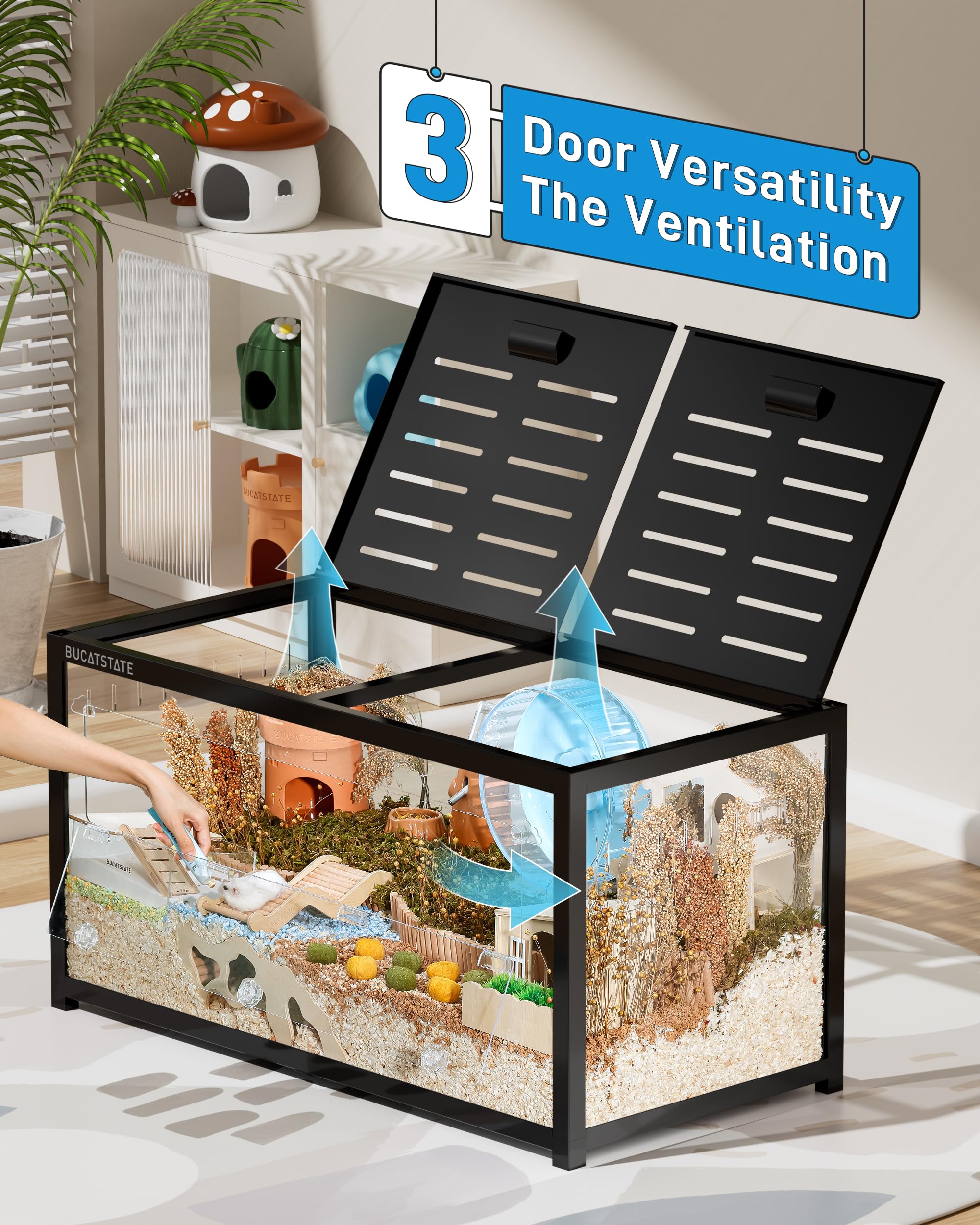 Bucatstate Hamster Cage 3.0: Large Metal Rat Cage Stackable With Top Access Easy Assemble 39.3L X 19.7W X 20.4H Inches Dwarf Syr