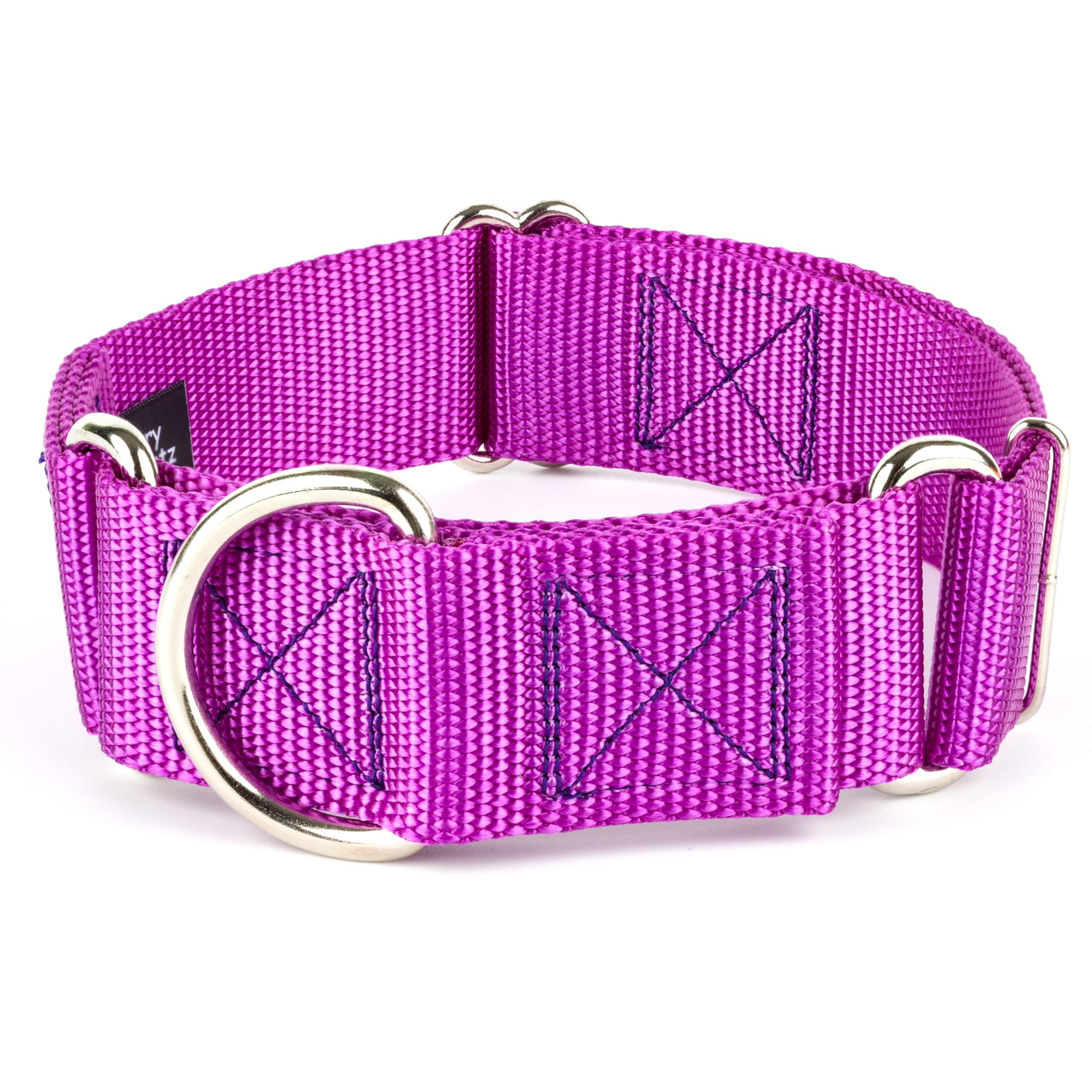 Country Brook Petz - Vibrant 18 Color Selection - 1 1/2 Inch Martingale Heavyduty Nylon Dog Collar (Large, Bright Purple)