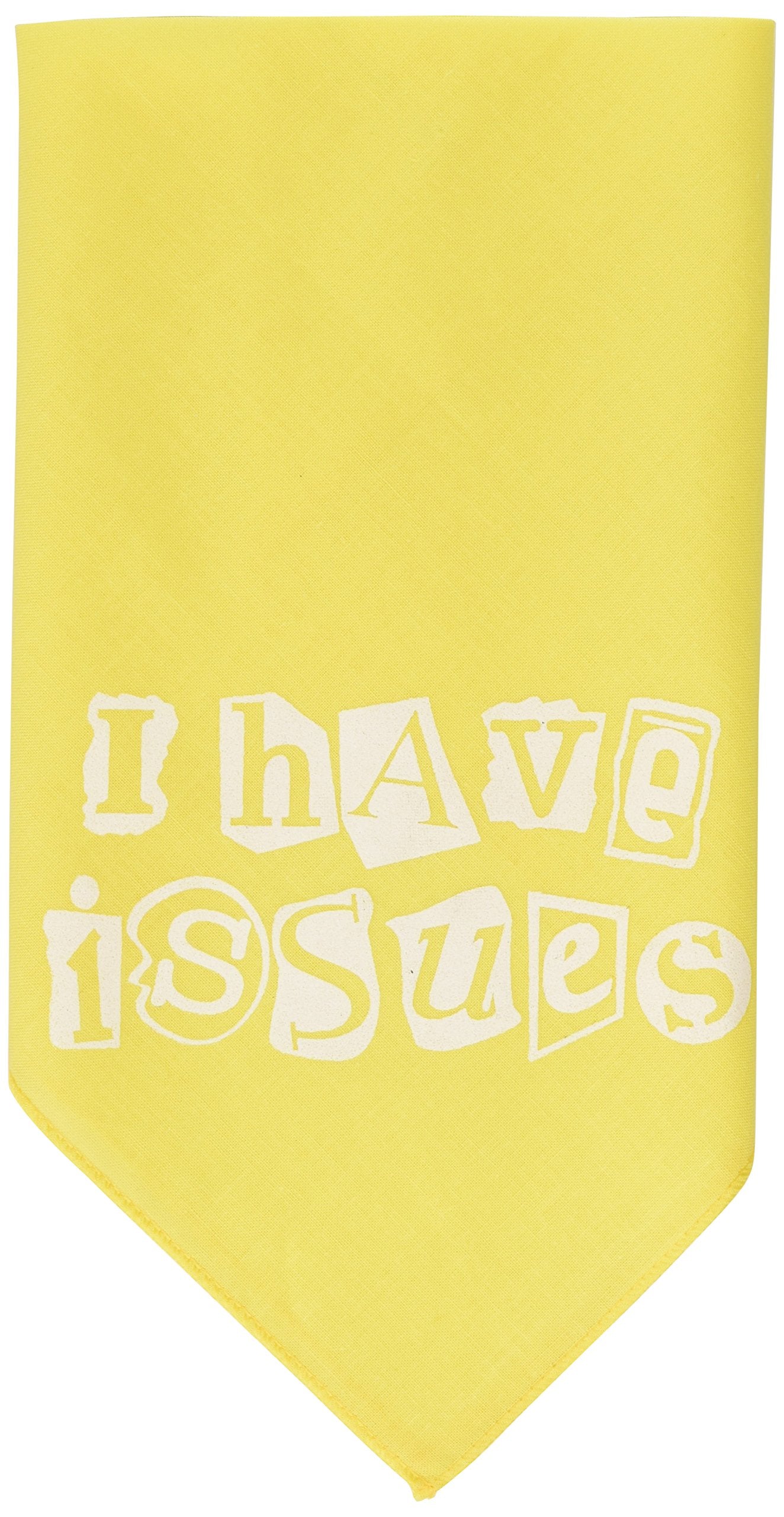 Pet and Dog Bandana Screen Printed, &quot;I Have Issues&quot; Yellow Small