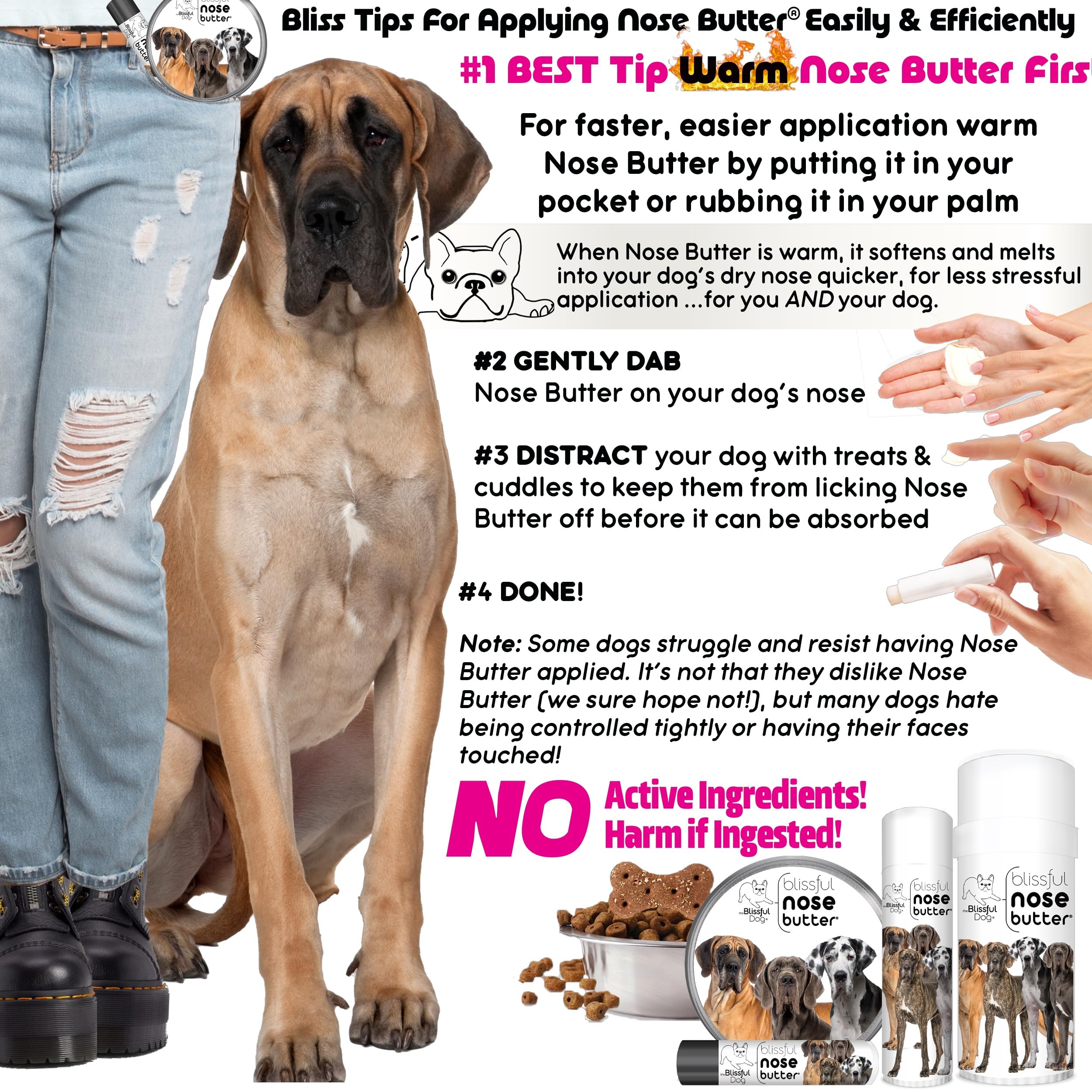 The Blissful Dog Great Dane Unscented Nose Butter - Dog Nose Butter, 8 Ounce