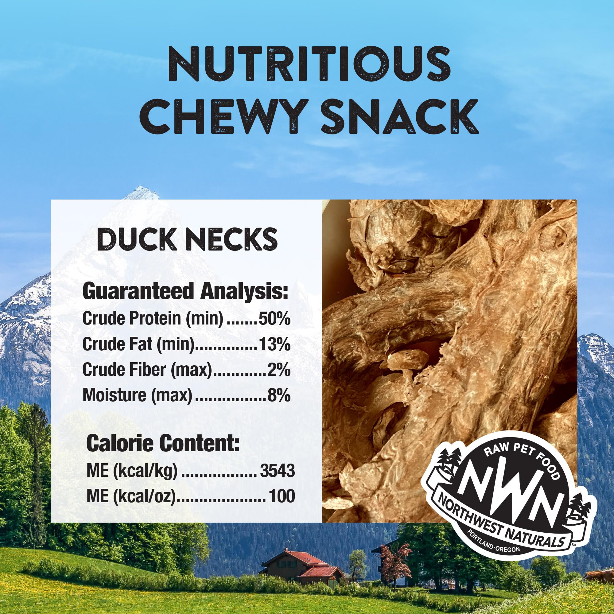 Northwest Naturals Raw Rewards Freeze-Dried Duck Neck Treats for Dogs and Cats - Whole Neck - Grain Free - 1 Ingredient - Health