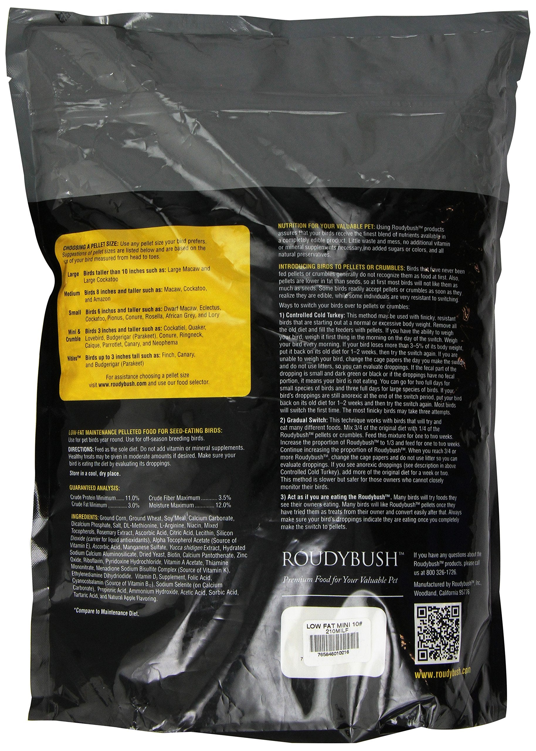 Roudybush Low Fat Bird Food, Mini, 10-Pound