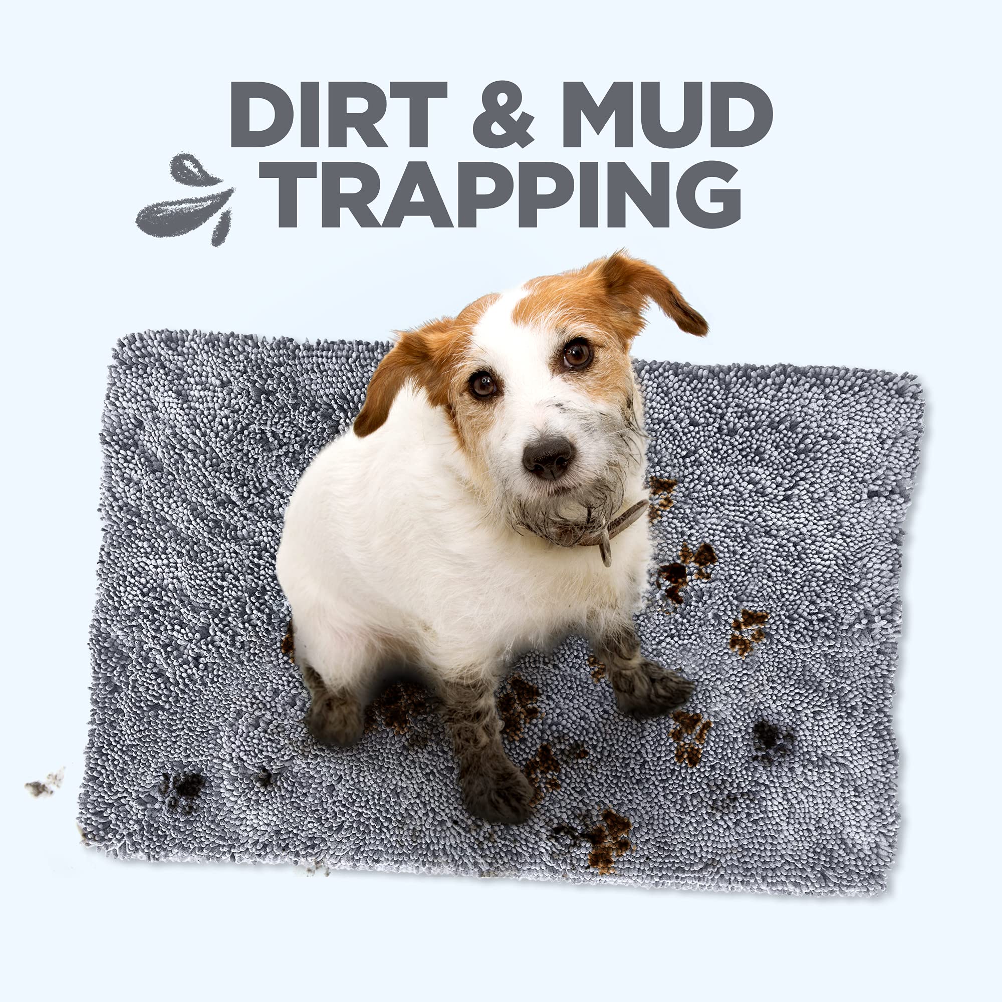 Soggy Doggy Doormat Plain Solid Color Design | Gray | Large 26    X 36    | Ultra Absorbent Microfiber Chenille Wet Dog Mat For