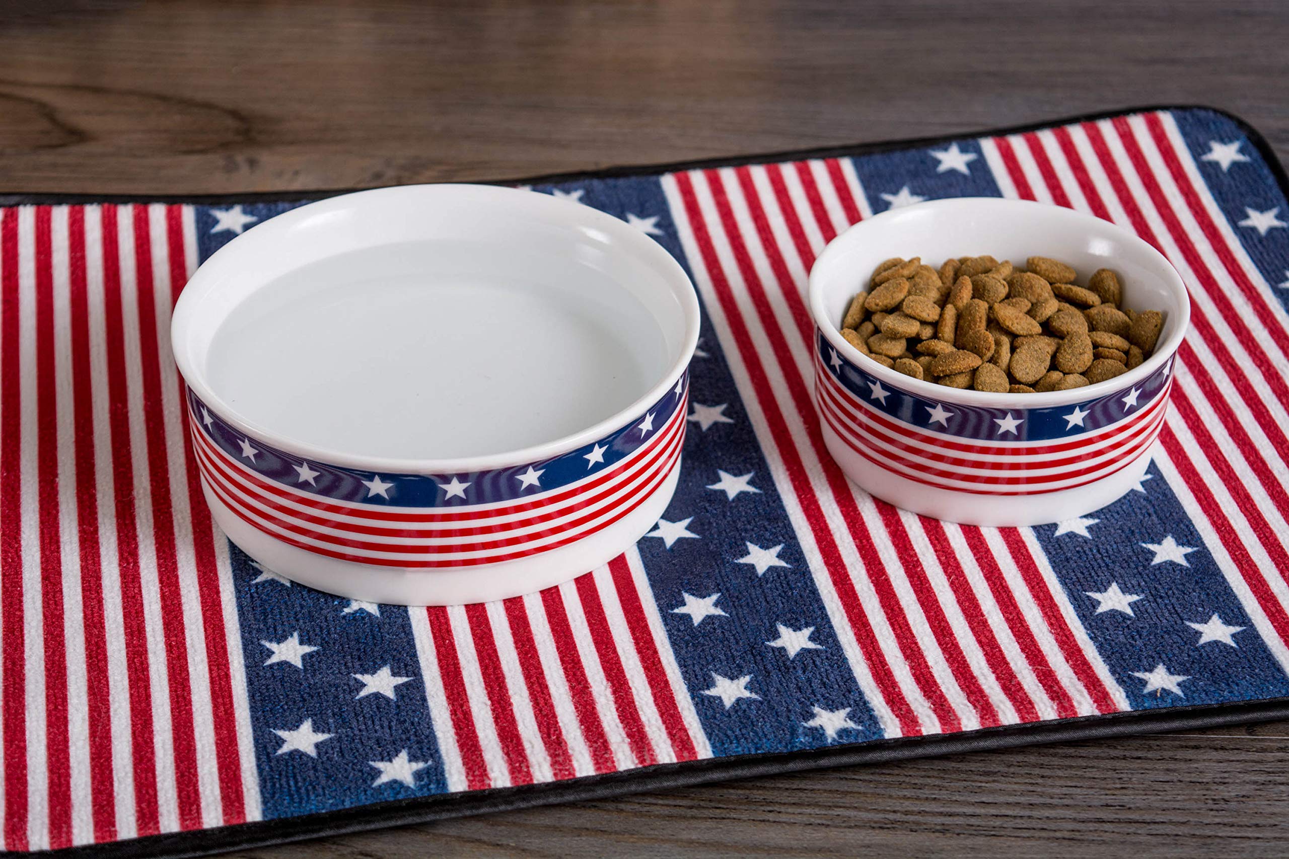 Bone Dry Ceramic Food & Water Bowls for Pets Non-Slip for Secure, Less Messy Feeding, Microwave & Dishwasher Safe, Single Dish L