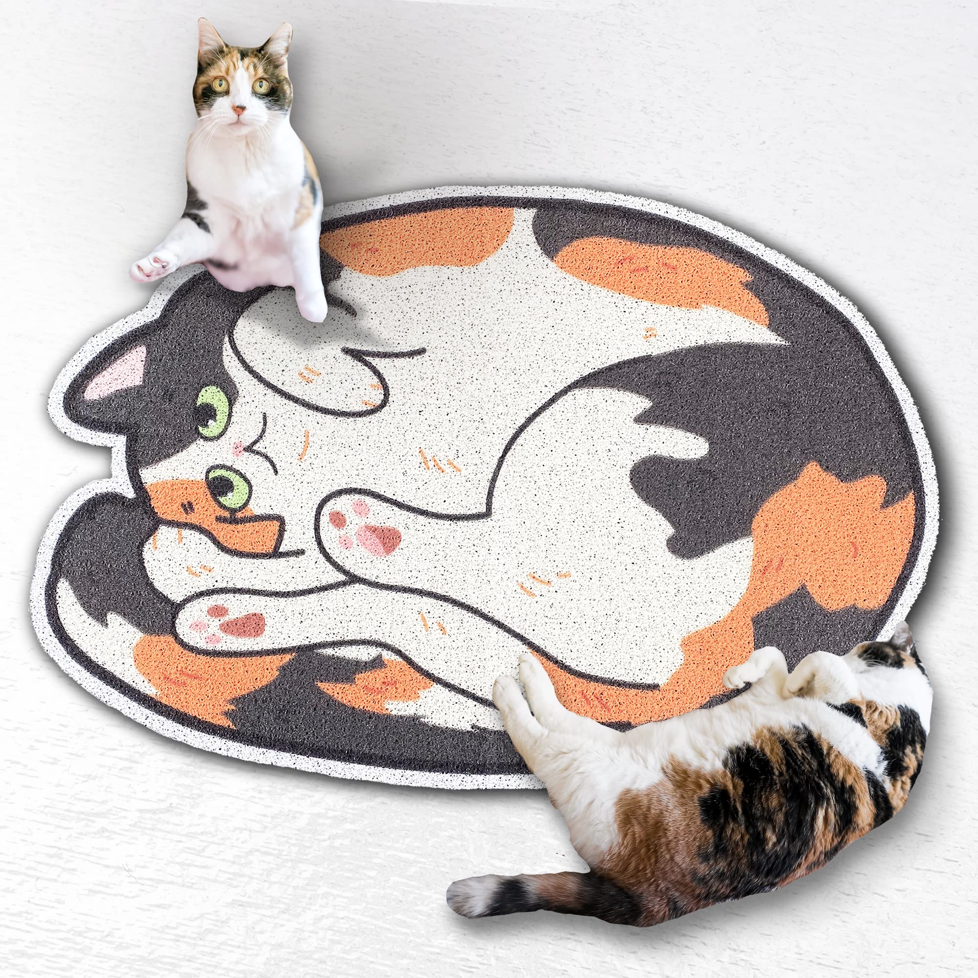 Lukamoo Cute Cat Litter Mat (30X20), Large/L, For Kitty Litter & Cute Cat Litter Box, Litter Trapping Mat (Calico)