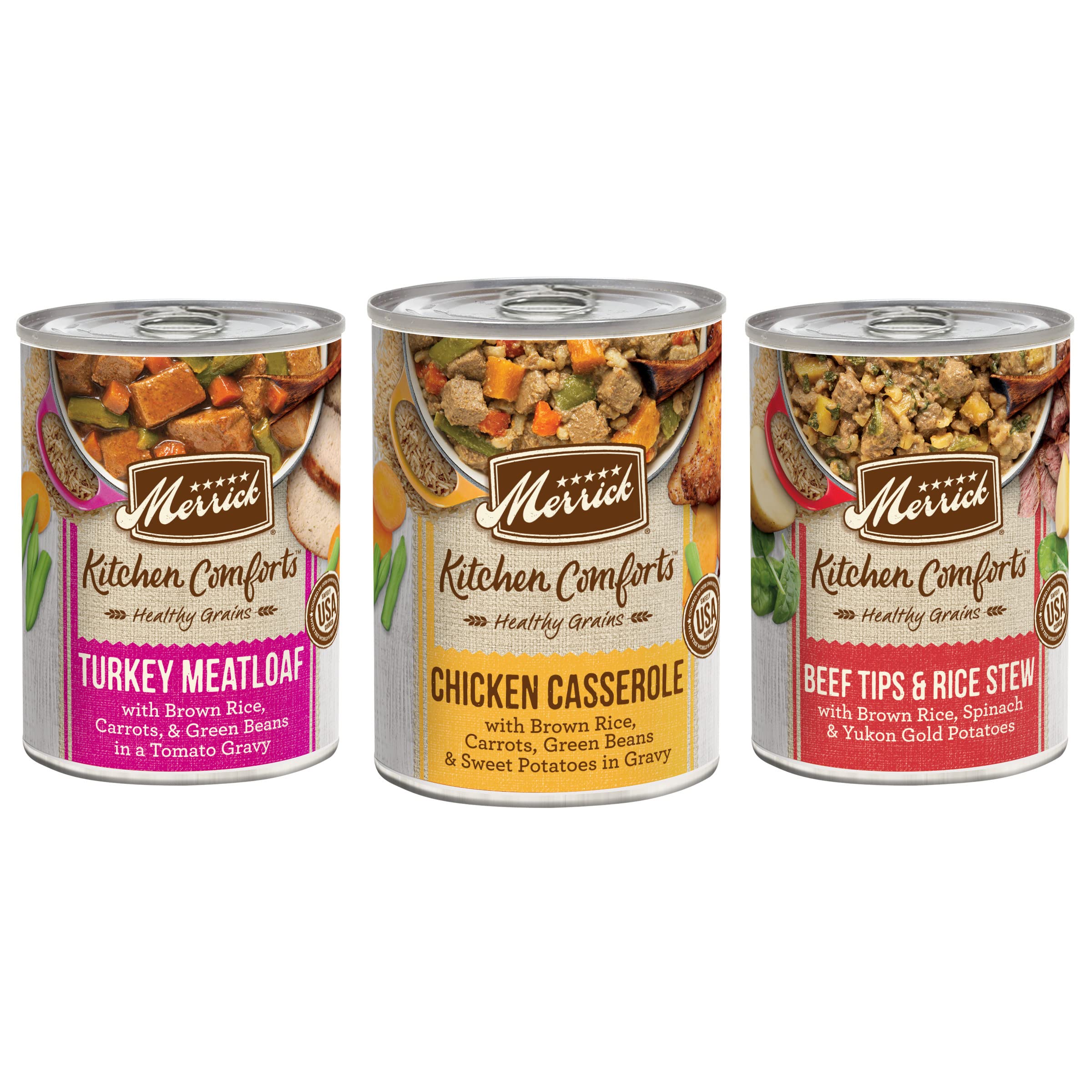 Merrick Kitchen Comforts Wet Dog Food Gravy, Variety Pack Real Meat and Brown Rice Dog Food with Grains - (Pack of 1) 9.5 lb. Ca
