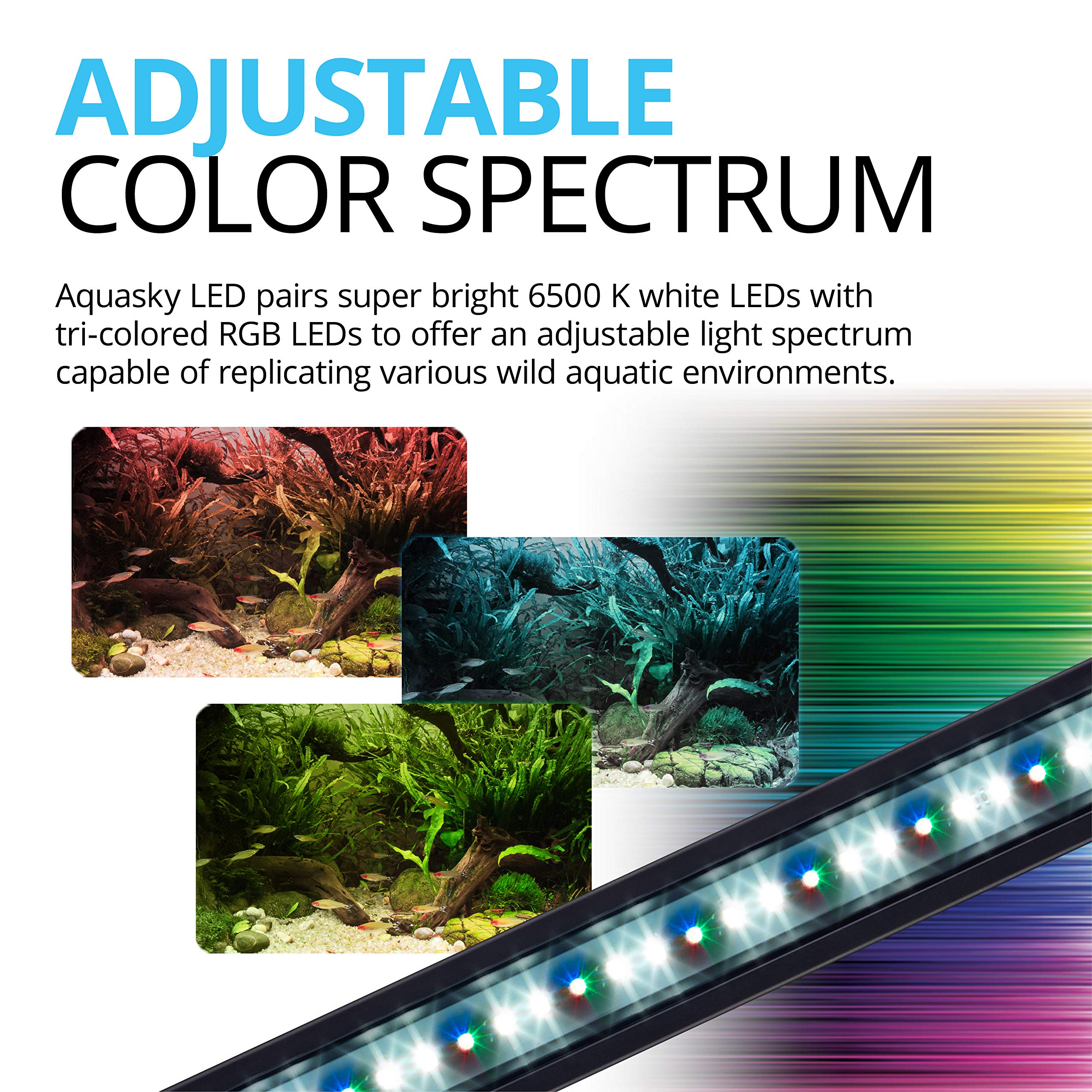 Fluval Aquasky 2.0 LED Aquarium Light - 27W, 36-46 inches, Plastic, Multi-Color (Red, Green, Blue, White), Model 145