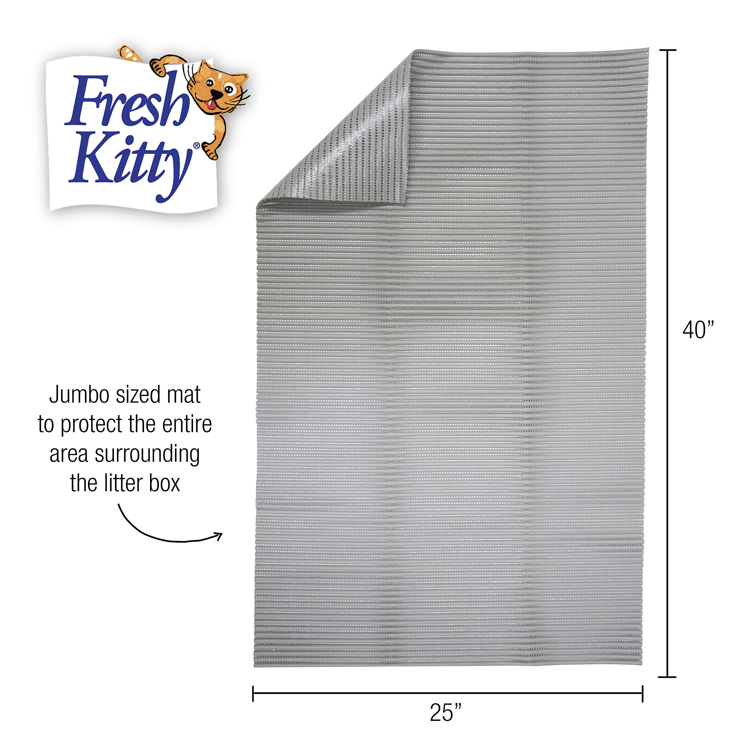 Fresh Kitty Durable Xl Jumbo Foam Litter Mat – Phthalate And Bpa Free, Water Resistant, Traps Litter From Box, Scatter Control, Easy Clean Mats – Gray, Model Number: 9051