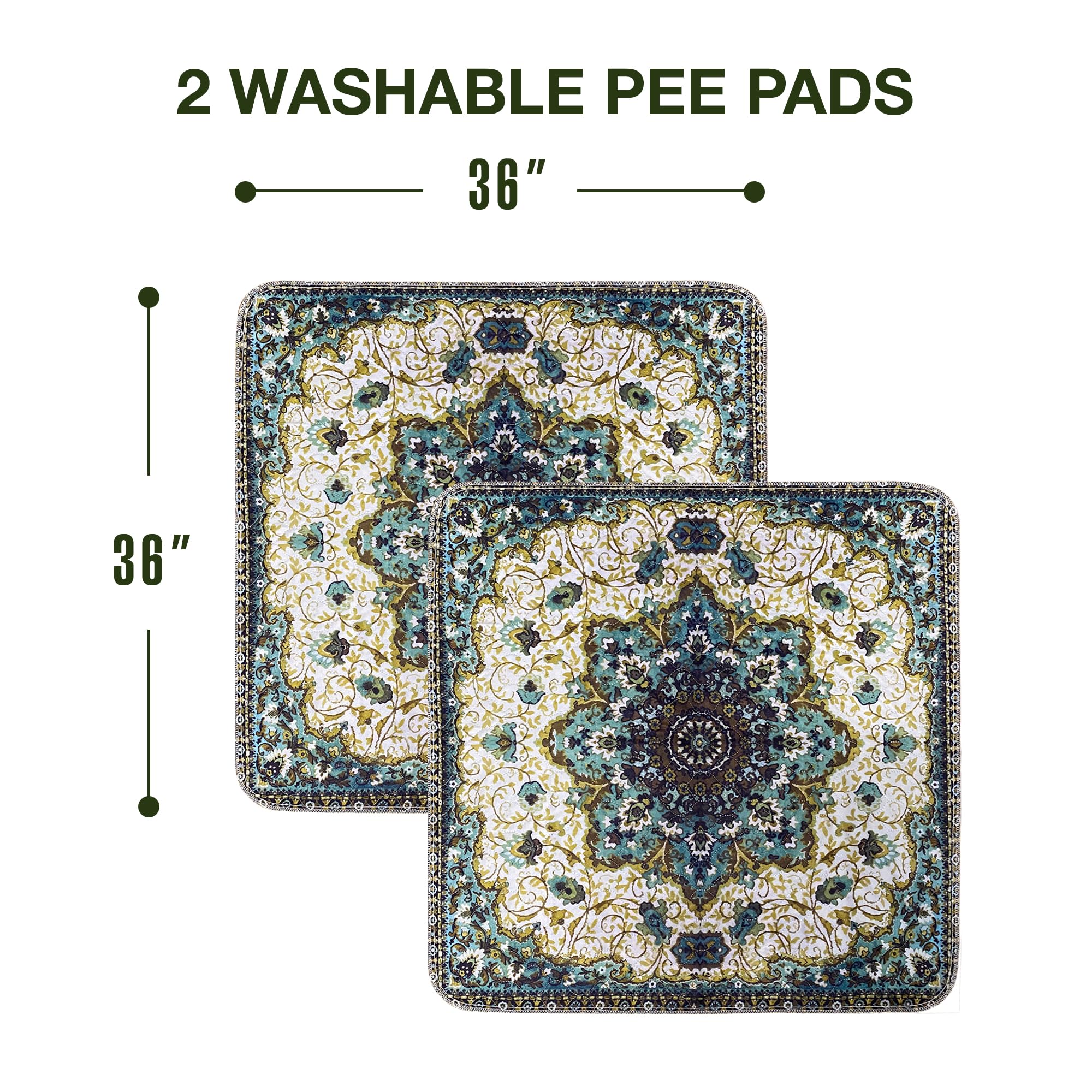 Washable Pee Pads For Dogs - Super Absorbent (36 X 36) 2 Pack - Puppy Pads Pet Training Pads -100% Waterproof Dog Pee Pad Protec