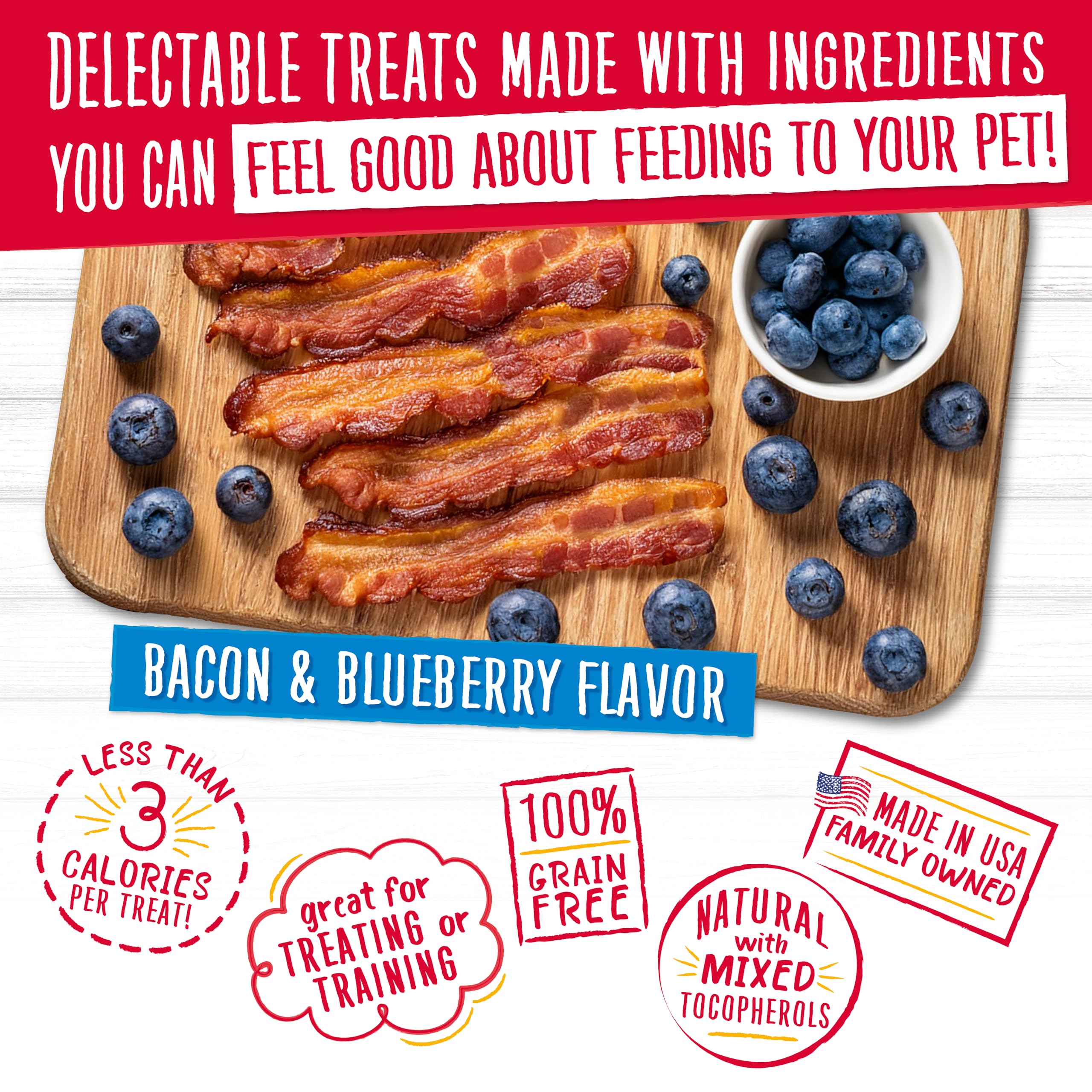 Charlee Bear Grain Free Crunch Dog Treats, Bacon & Blueberry Flavor, 8 oz