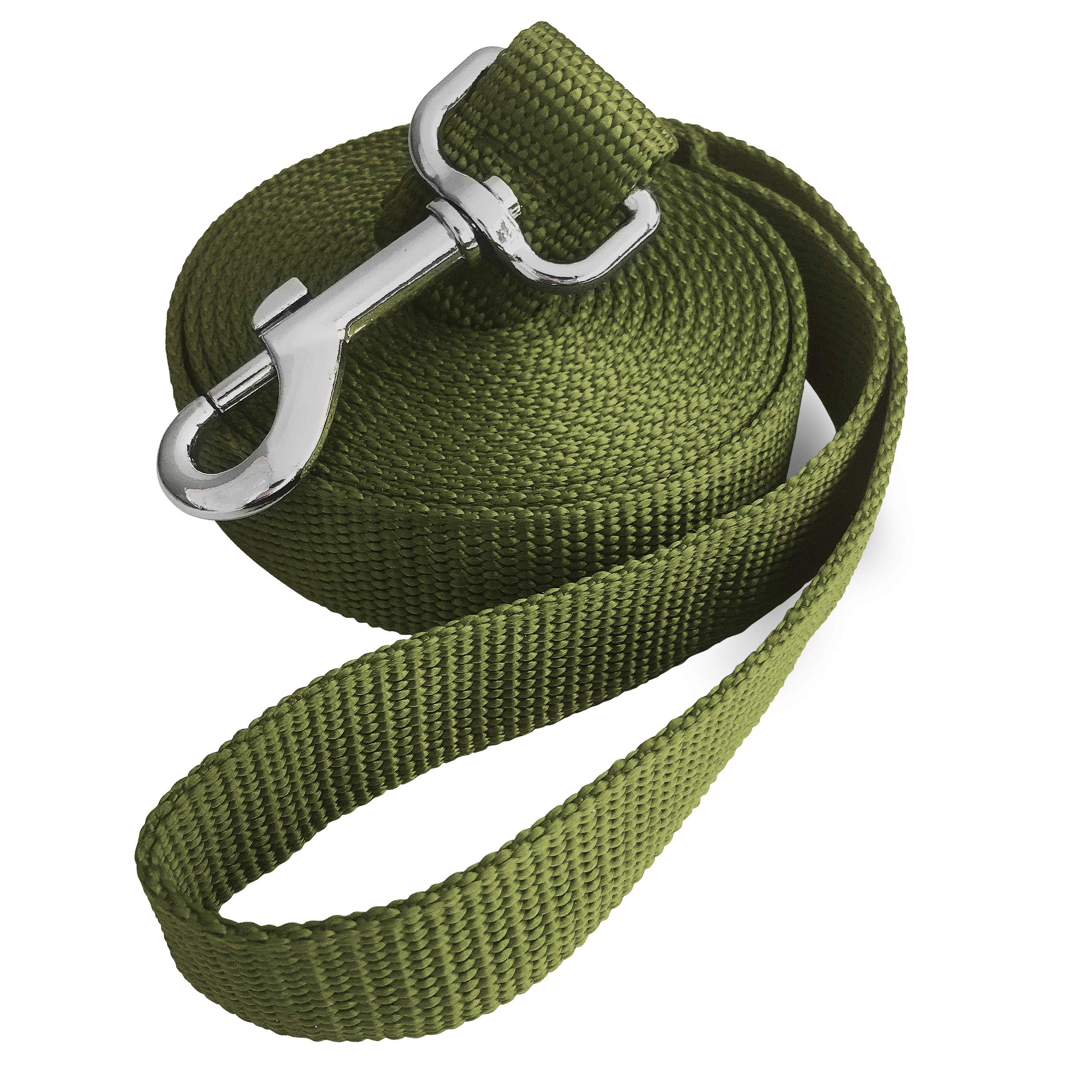 Jeckpat 10Ft Dark Green Dog Leashes - Obedience Recall Training Agility - Traditional Style Extra Long Leads For Large, Medium &