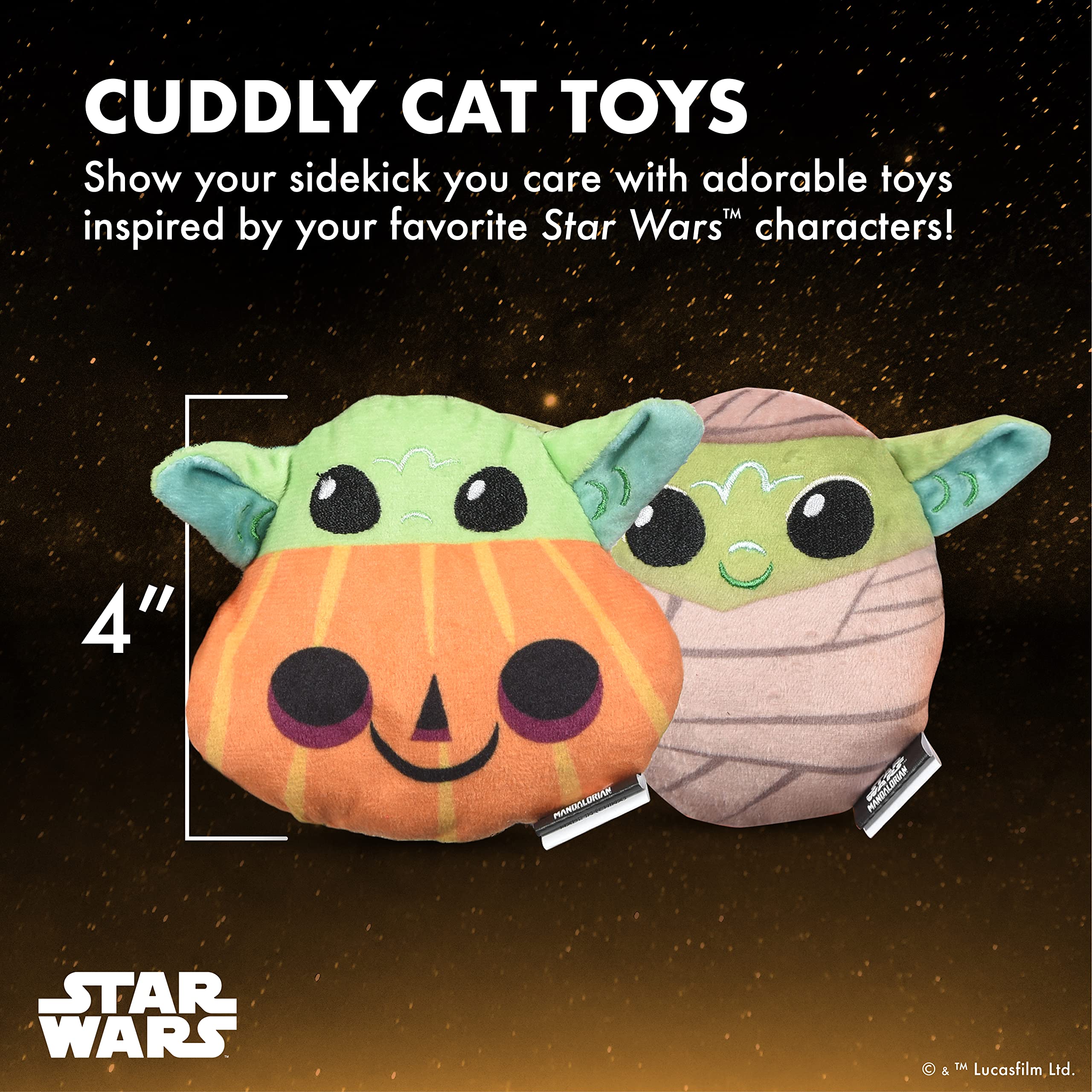 Star Wars For Pets The Mandalorian 4    Halloween Cat Toys 2Pc Grogu Mummy & Grogu Pumpkin With Catnip | For Pets Grogu Catnip C