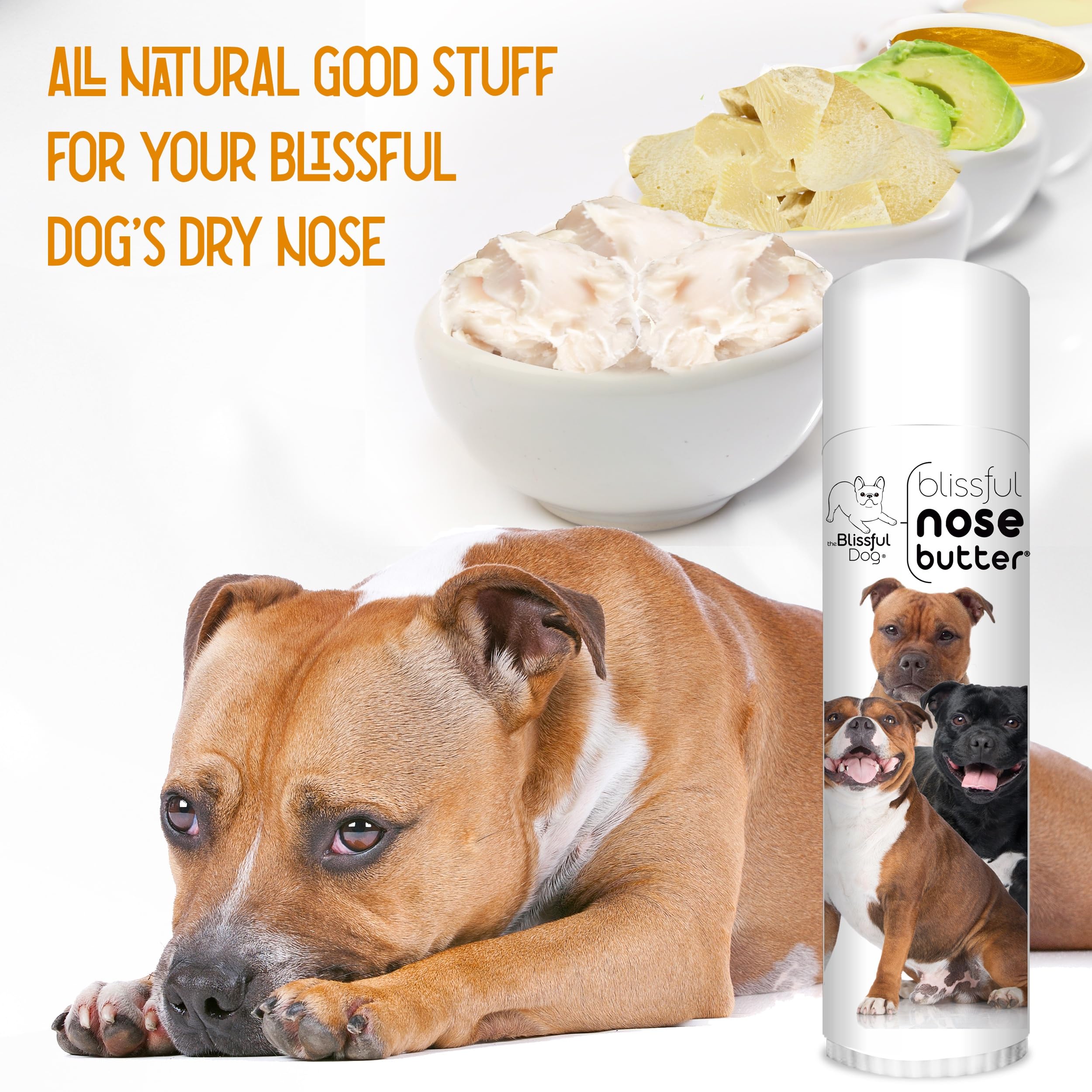 The Blissful Dog Staffordshire Pitbull Terrier Unscented Nose Butter - Dog Nose Butter, 0.50 Ounce