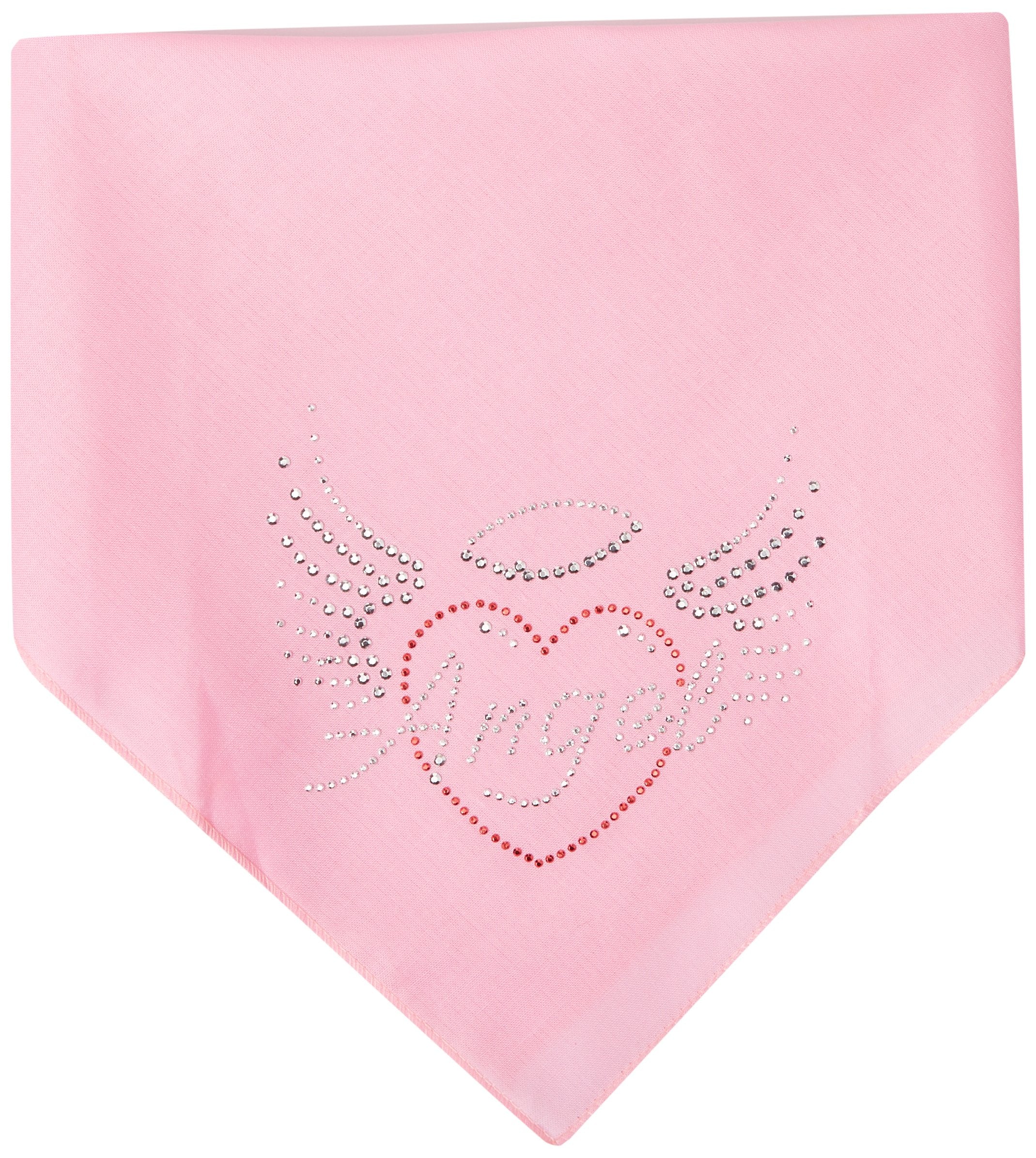 Mirage Pet Products Angel Heart Rhinestone Bandana Light Pink, Small