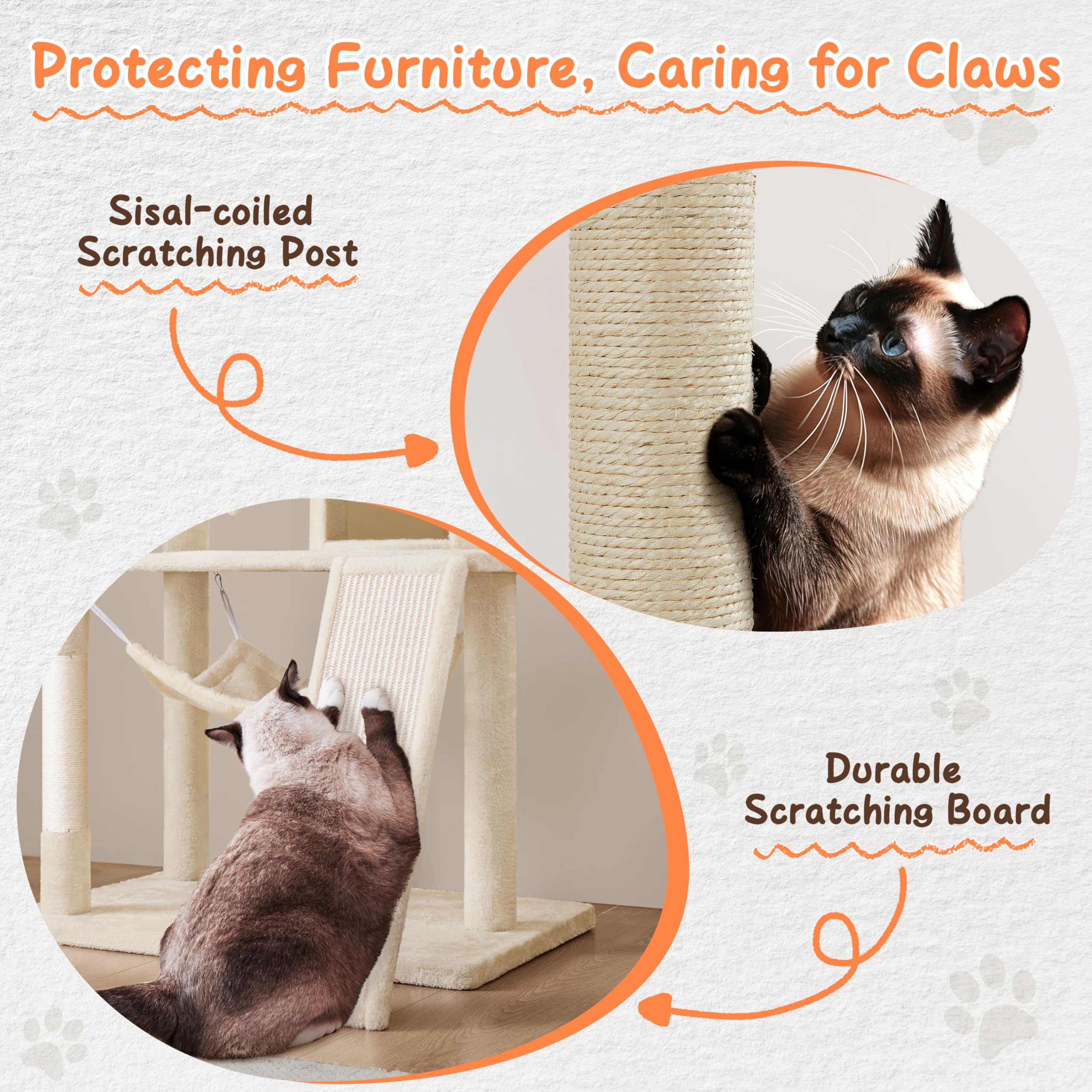 Yaheetech 63.5In Extra Large Cat Tree Condo With Sisal-Covered Scratching Post Plush Perch Hammock, Cat Tower Activity Center Ki