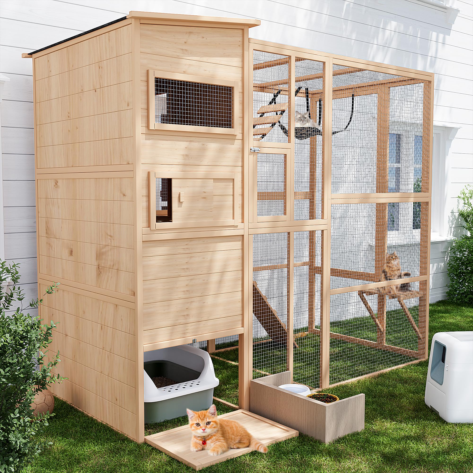 Quyze Catio Outdoor Cat Enclosure,4 Tiers Large Outdoor Cat Enclosures For Mulitiple Cats Walk In Cat Patio With Waterproof Roof