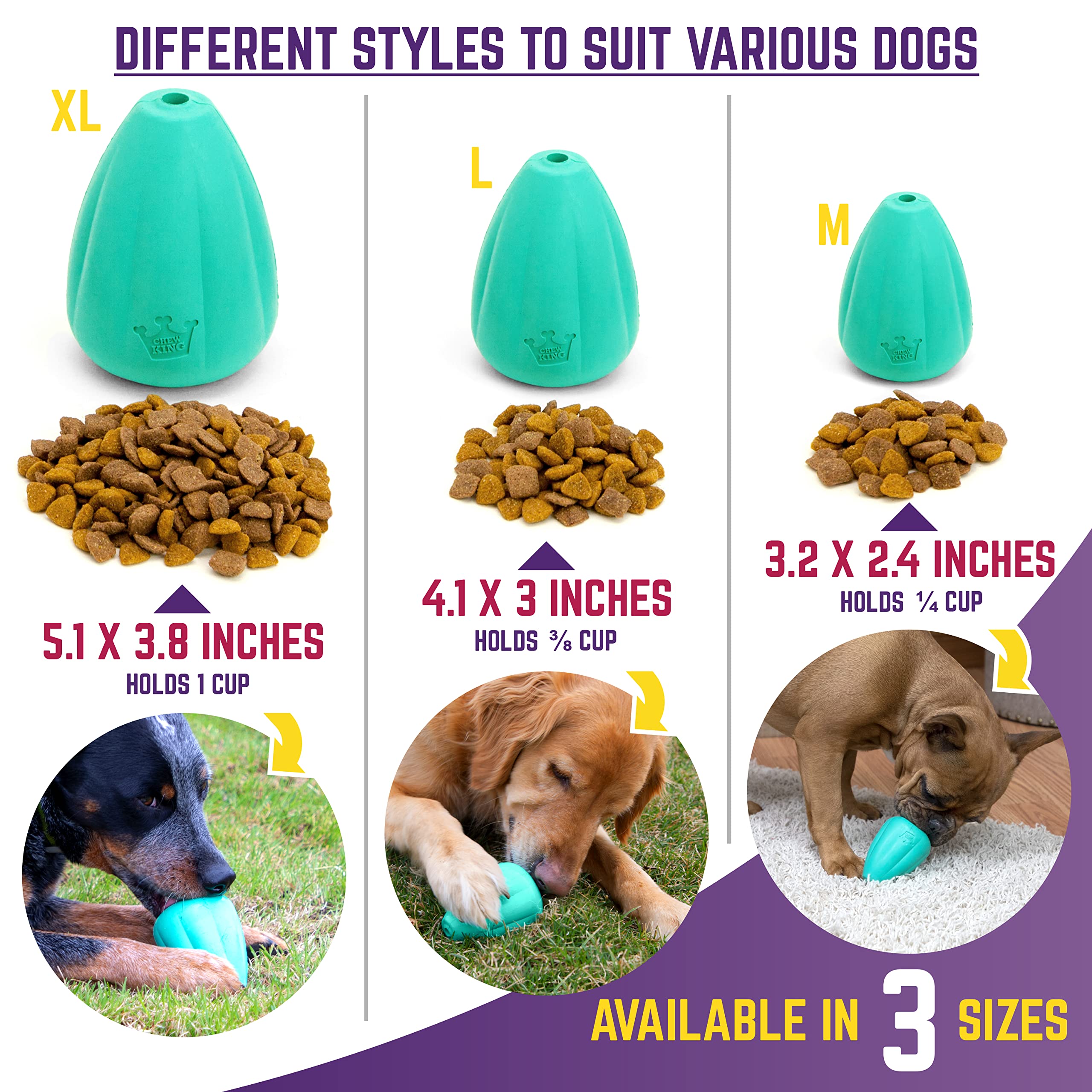 Chew King Premium Treat Dog Toy, Medium, Extremely Durable Natural Rubber Toy, Pack Of 2