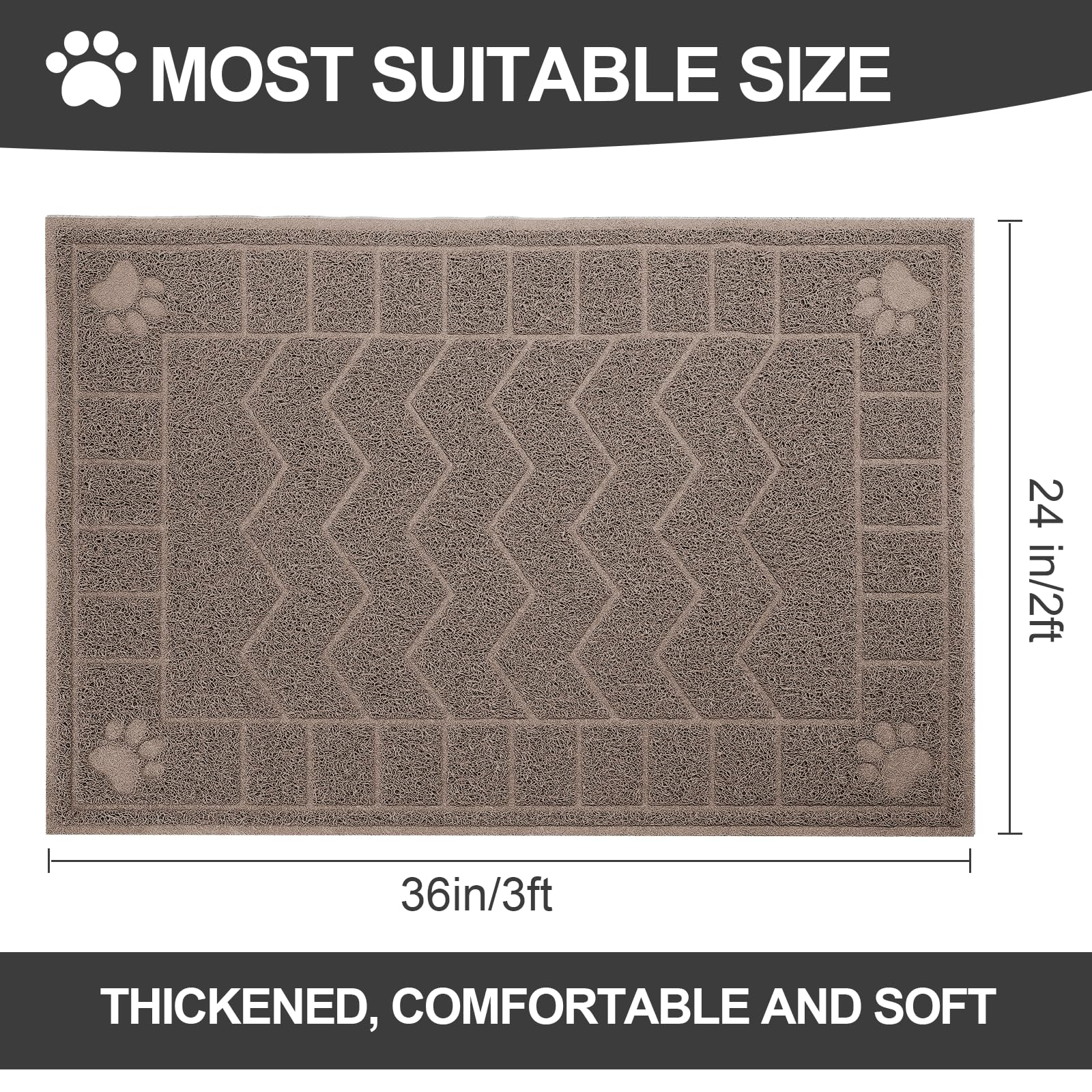 Motsamla Cat Litter Mat, Litter Trapping Mat Soft On Kitty Paws, 35'' X 24'' Kitten Litter Box Mat For Cleaner Floors, Waterproo